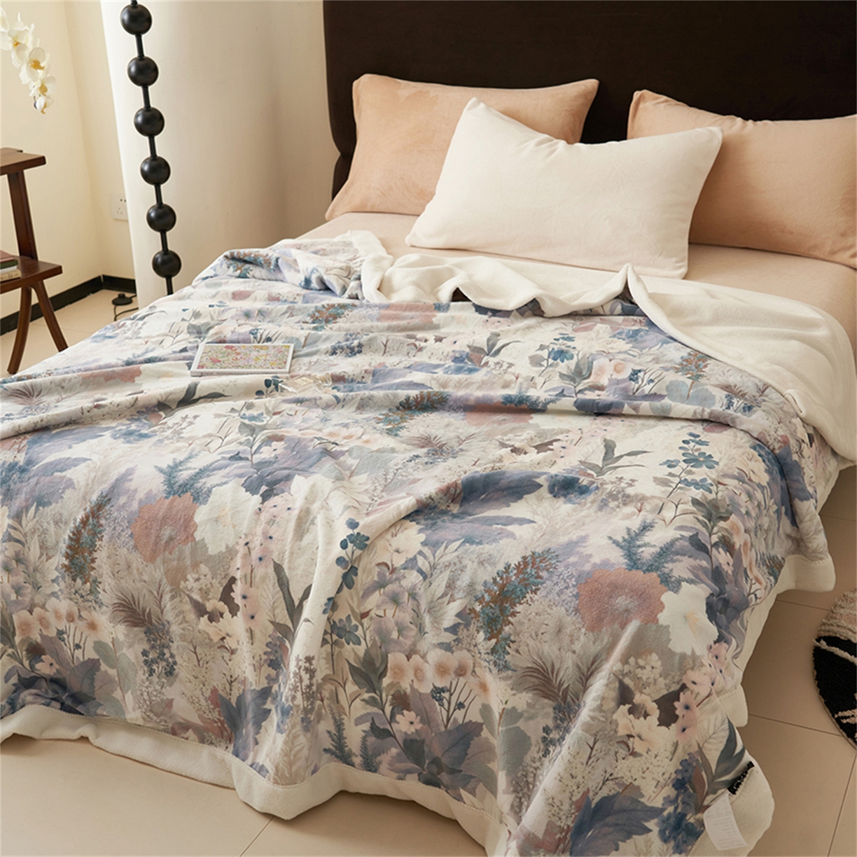 91家纺网 家纺一手货源 找家纺 寐绸家纺 2025新款牛奶绒数码印花毛毯 数码毛毯-菩提树下