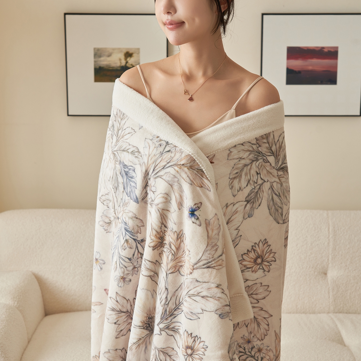 91家纺网 家纺一手货源 找家纺 寐绸家纺 2025新款牛奶绒数码印花毛毯 数码毛毯-芊芊如意