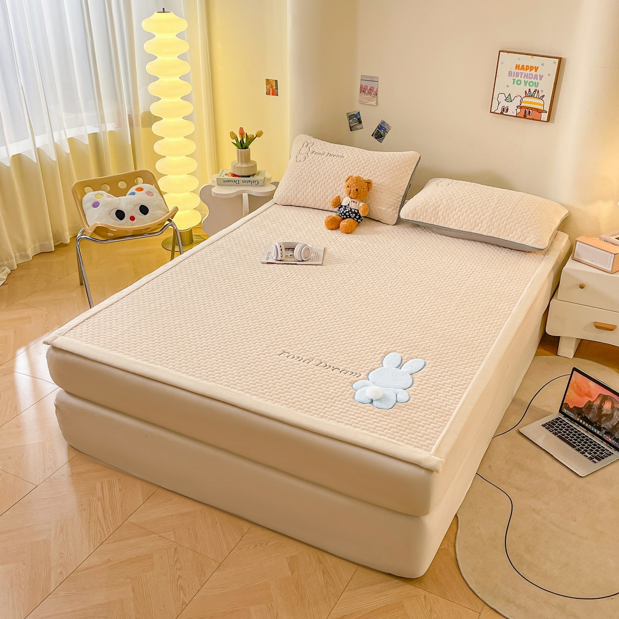 91家纺网 家纺一手货源 找家纺 （总）爱思凯家纺 2025新款新棉绒床褥-许愿兔（成人款）