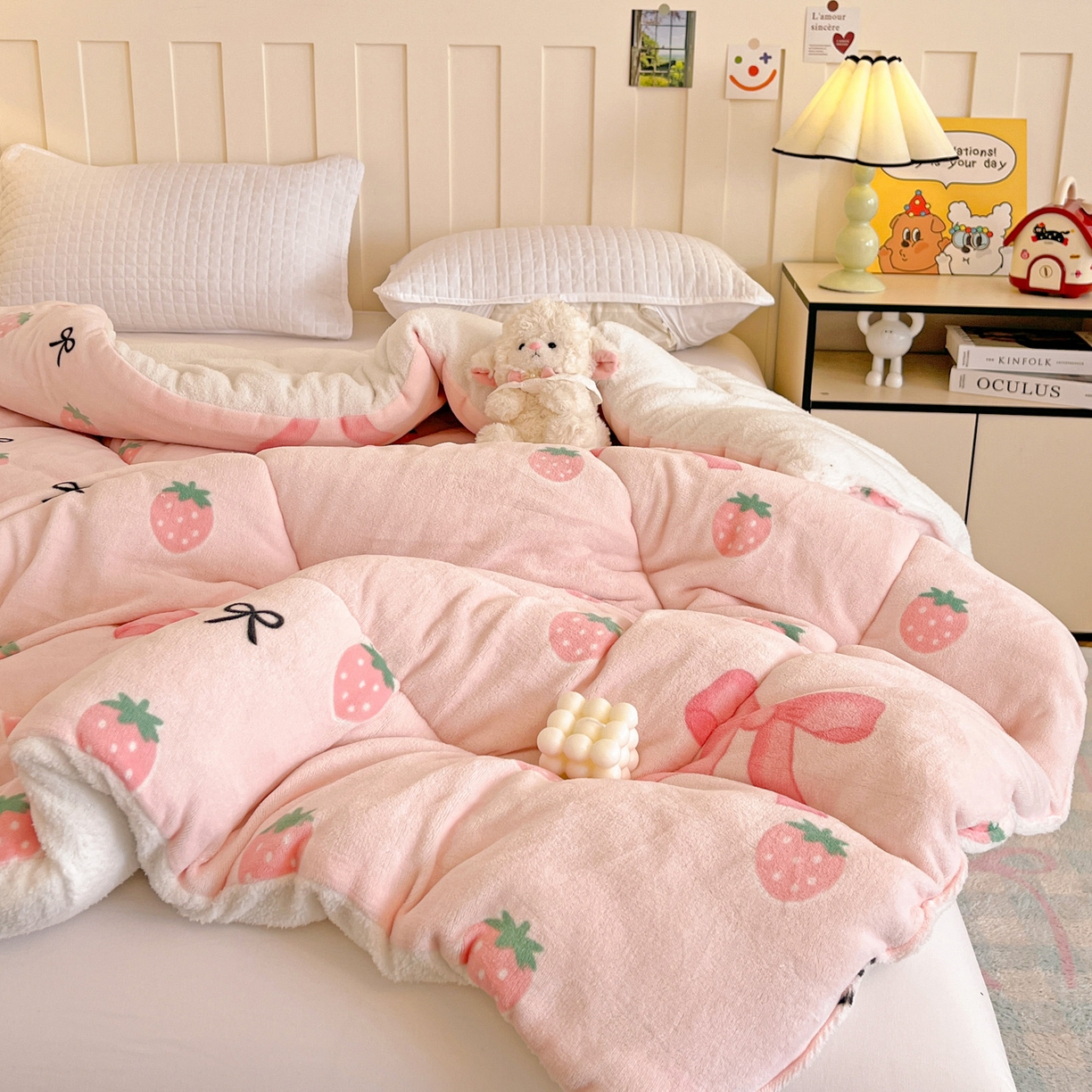 91家纺网 家纺一手货源 找家纺 （总）铺尚美家纺 2025新款牛奶绒羊羔绒印花清新款冬被子被芯