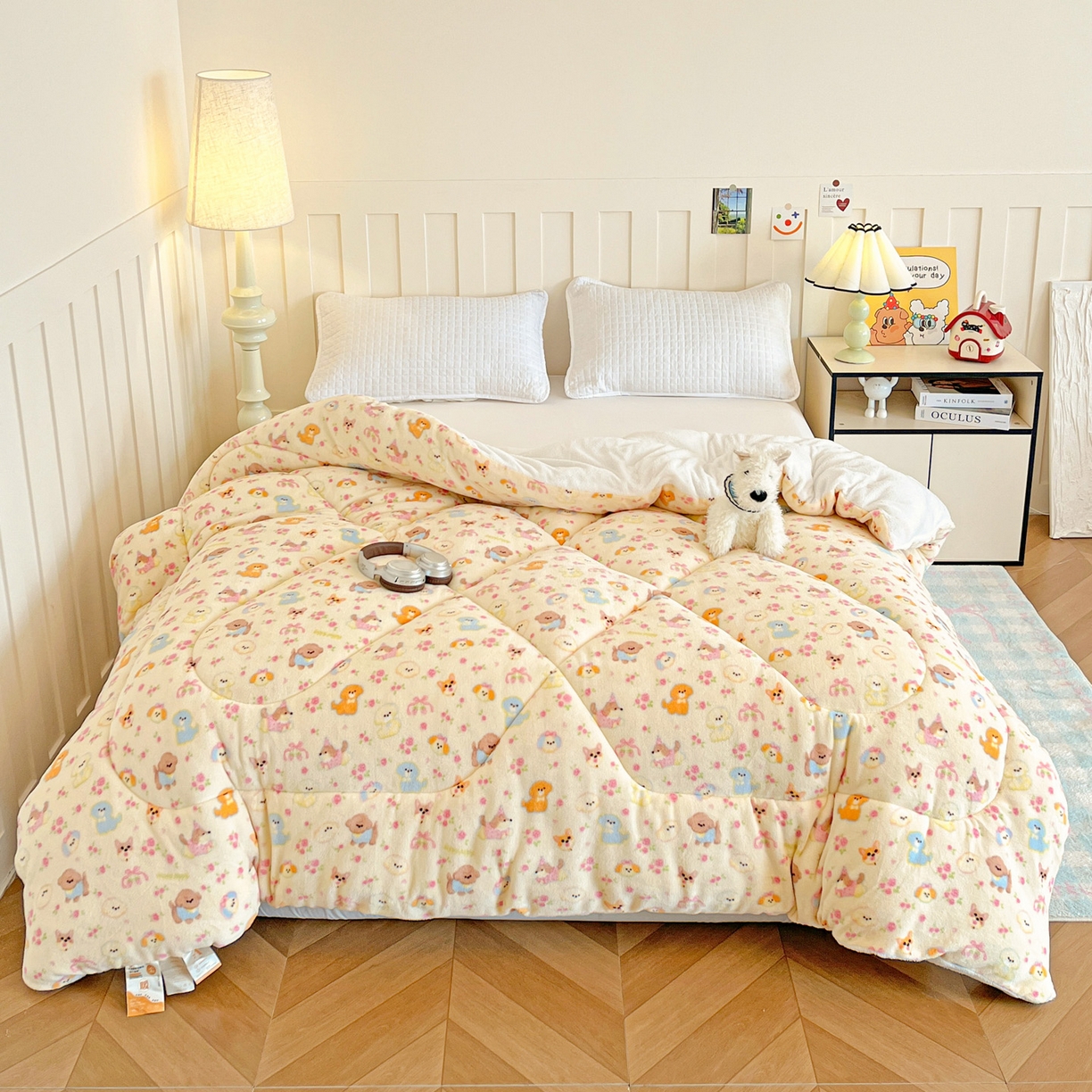 91家纺网 家纺一手货源 找家纺 （总）铺尚美家纺 2025新款牛奶绒羊羔绒印花清新款冬被子被芯