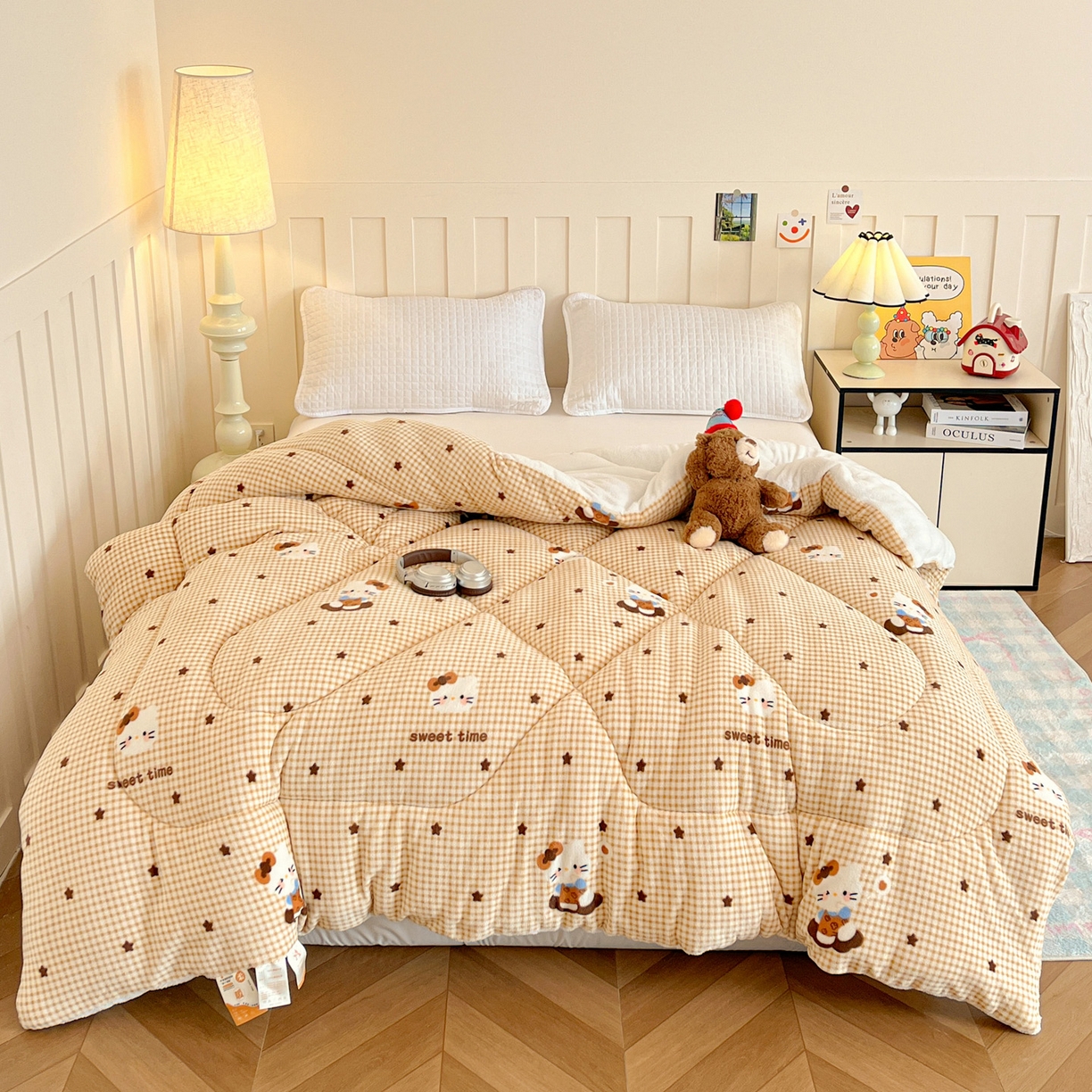 91家纺网 家纺一手货源 找家纺 （总）铺尚美家纺 2025新款牛奶绒羊羔绒印花清新款冬被子被芯