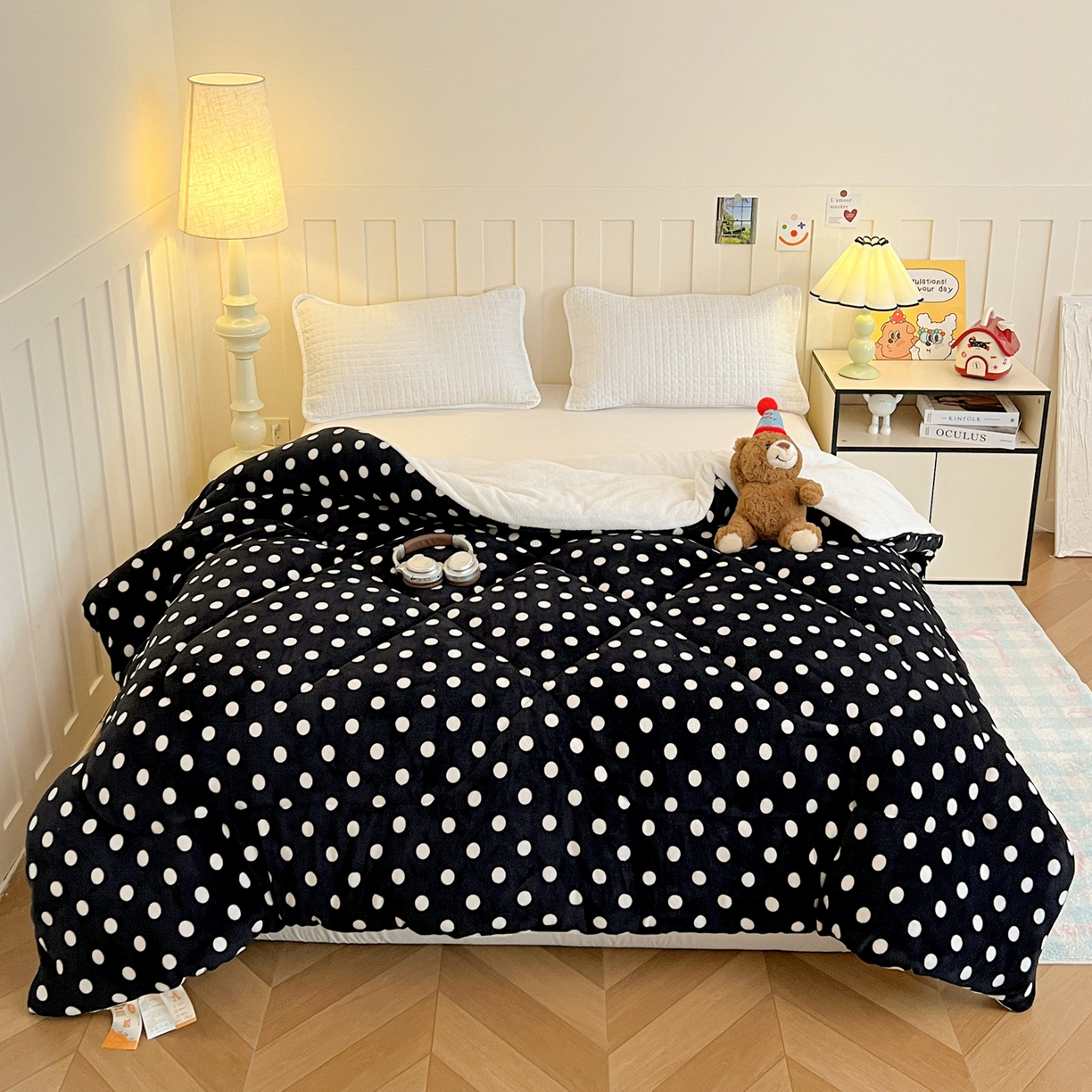 91家纺网 家纺一手货源 找家纺 （总）铺尚美家纺 2025新款牛奶绒羊羔绒印花清新款冬被子被芯