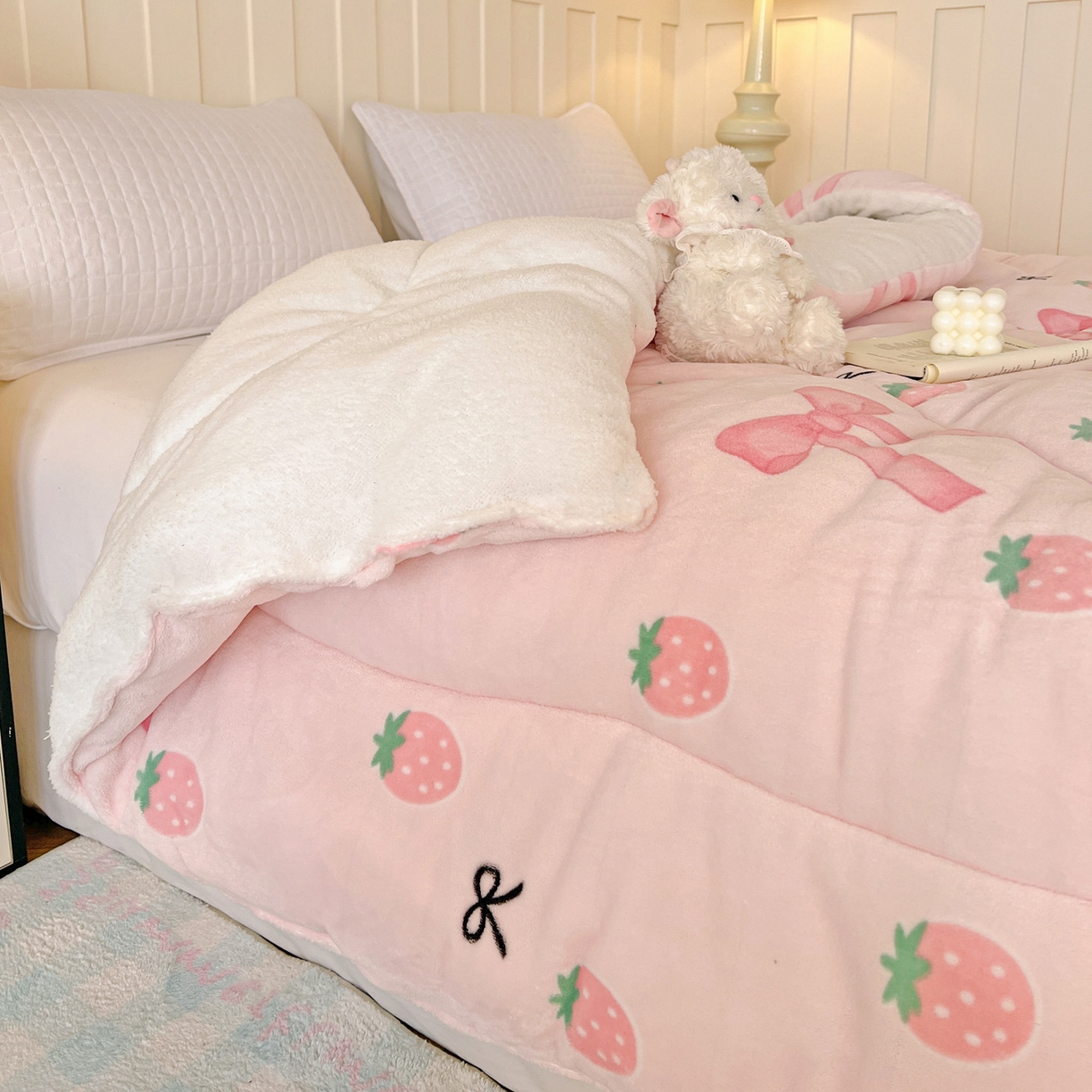 91家纺网 家纺一手货源 找家纺 （总）铺尚美家纺 2025新款牛奶绒羊羔绒印花清新款冬被子被芯