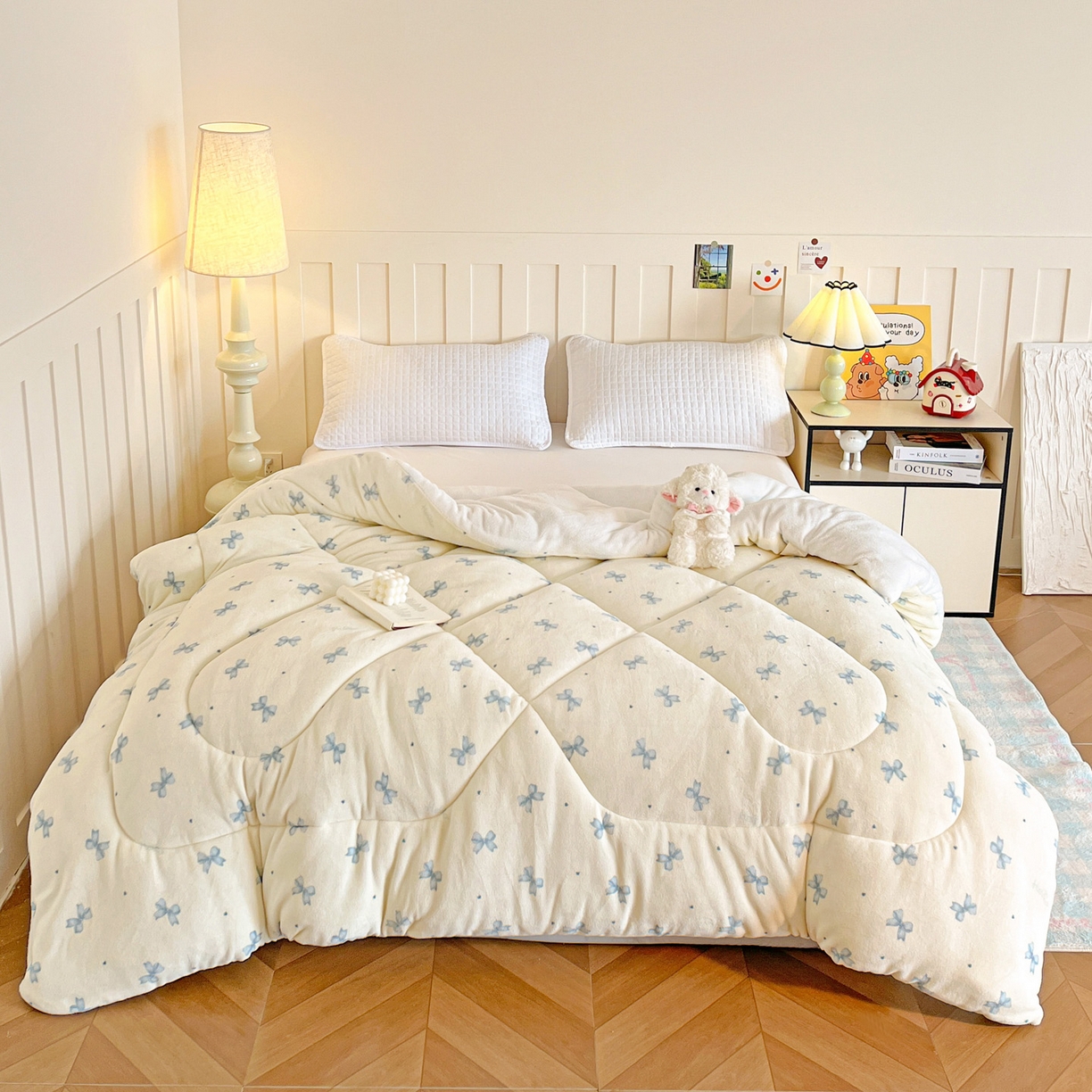 91家纺网 家纺一手货源 找家纺 （总）铺尚美家纺 2025新款牛奶绒羊羔绒印花清新款冬被子被芯