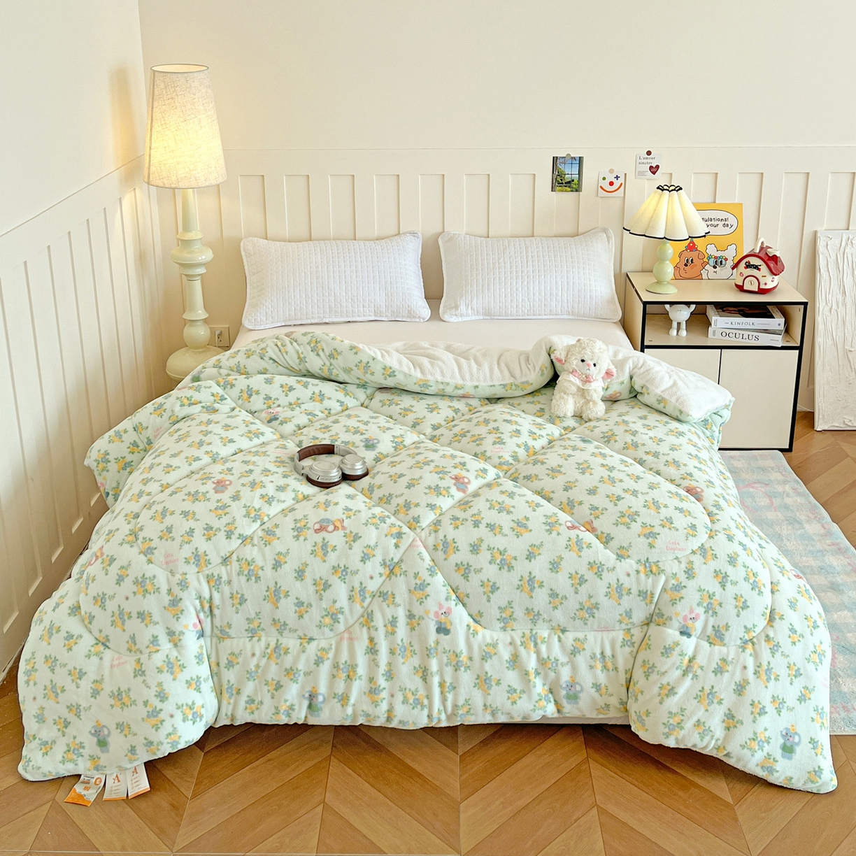 91家纺网 家纺一手货源 找家纺 （总）铺尚美家纺 2025新款牛奶绒羊羔绒印花清新款冬被子被芯