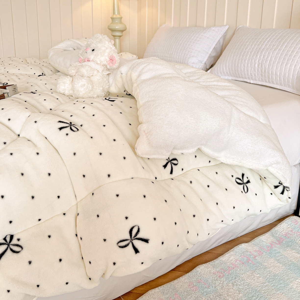 91家纺网 家纺一手货源 找家纺 铺尚美家纺 2025新款牛奶绒羊羔绒印花清新款冬被子被芯 蝴蝶点点心