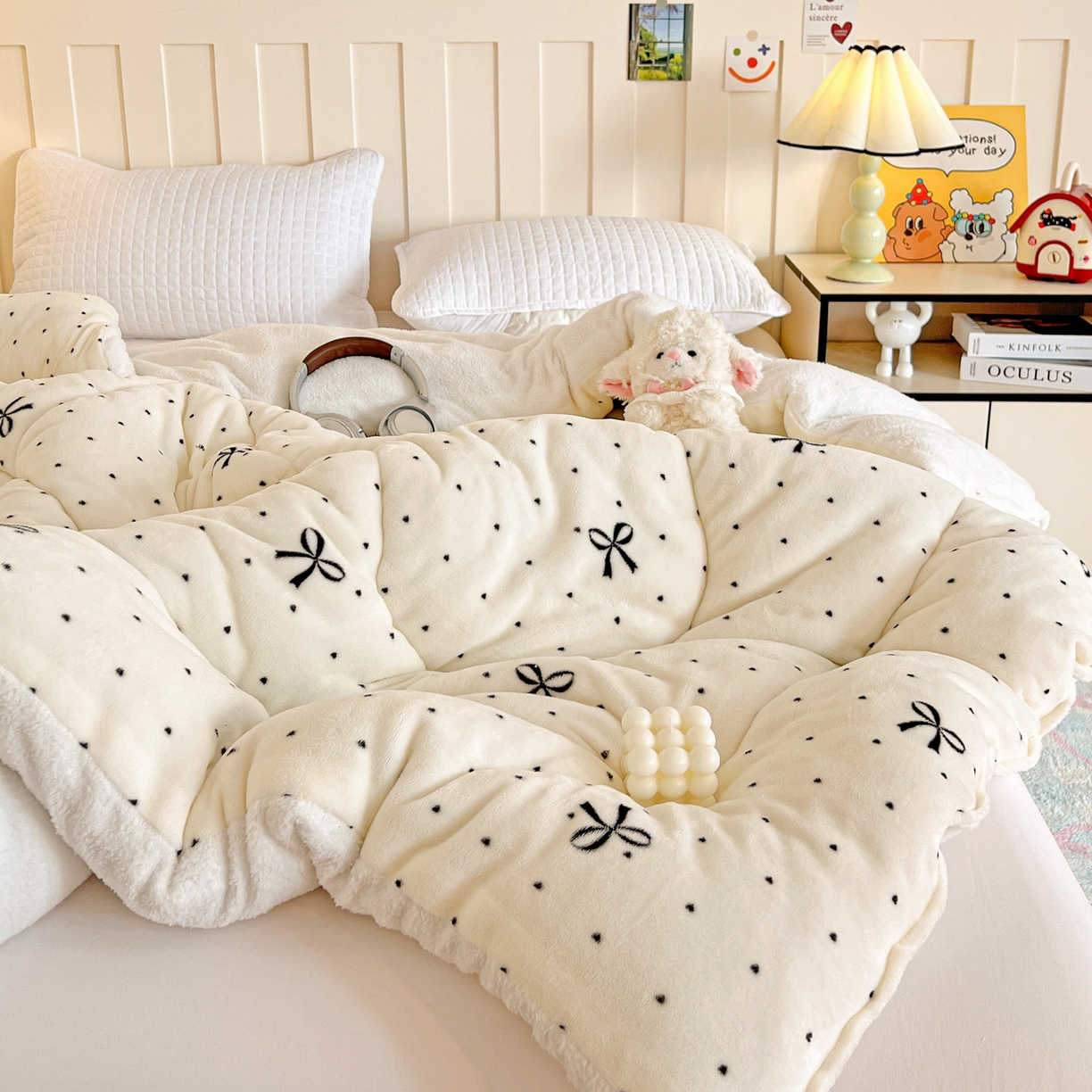 91家纺网 家纺一手货源 找家纺 铺尚美家纺 2025新款牛奶绒羊羔绒印花清新款冬被子被芯 蝴蝶点点心