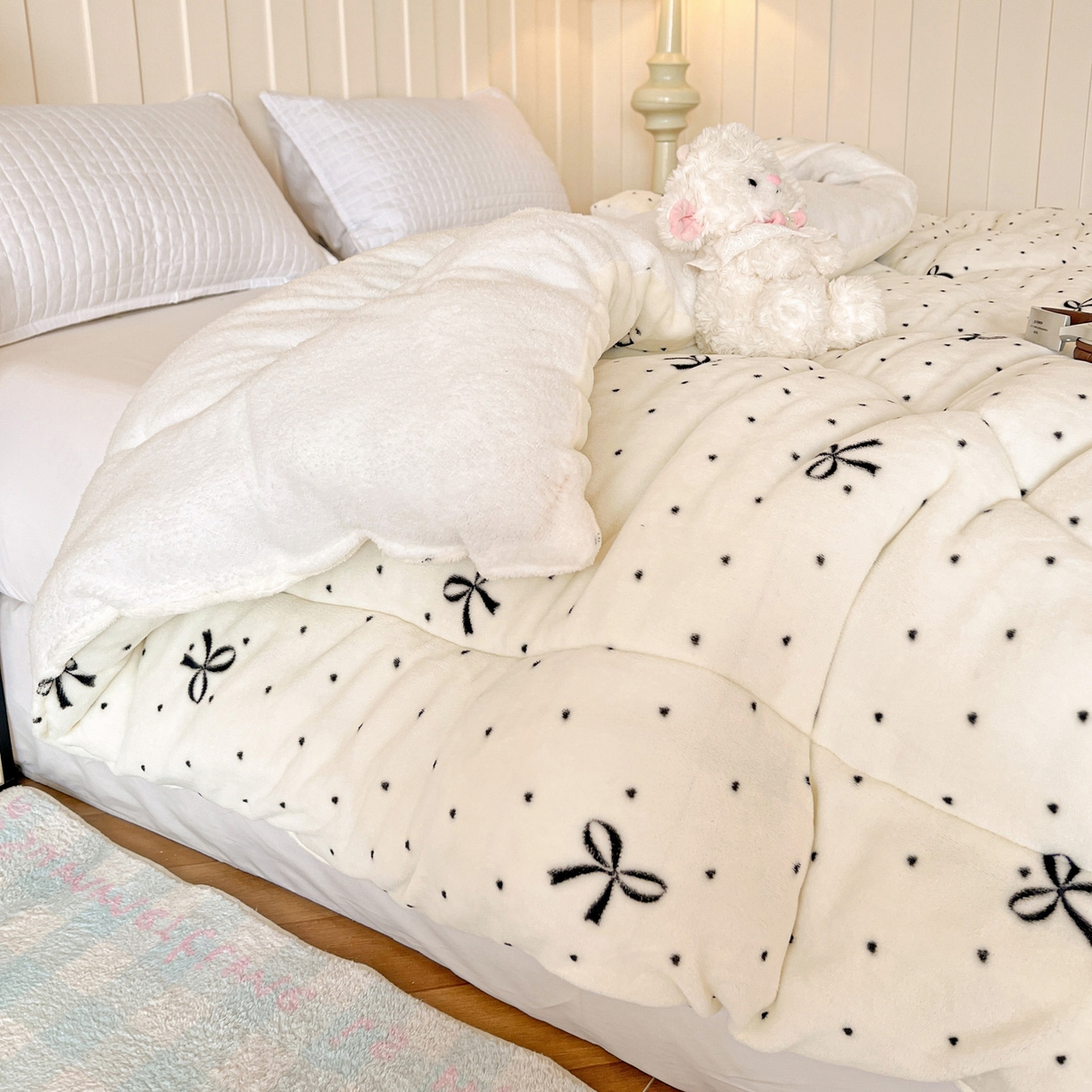 91家纺网 家纺一手货源 找家纺 铺尚美家纺 2025新款牛奶绒羊羔绒印花清新款冬被子被芯 蝴蝶点点心