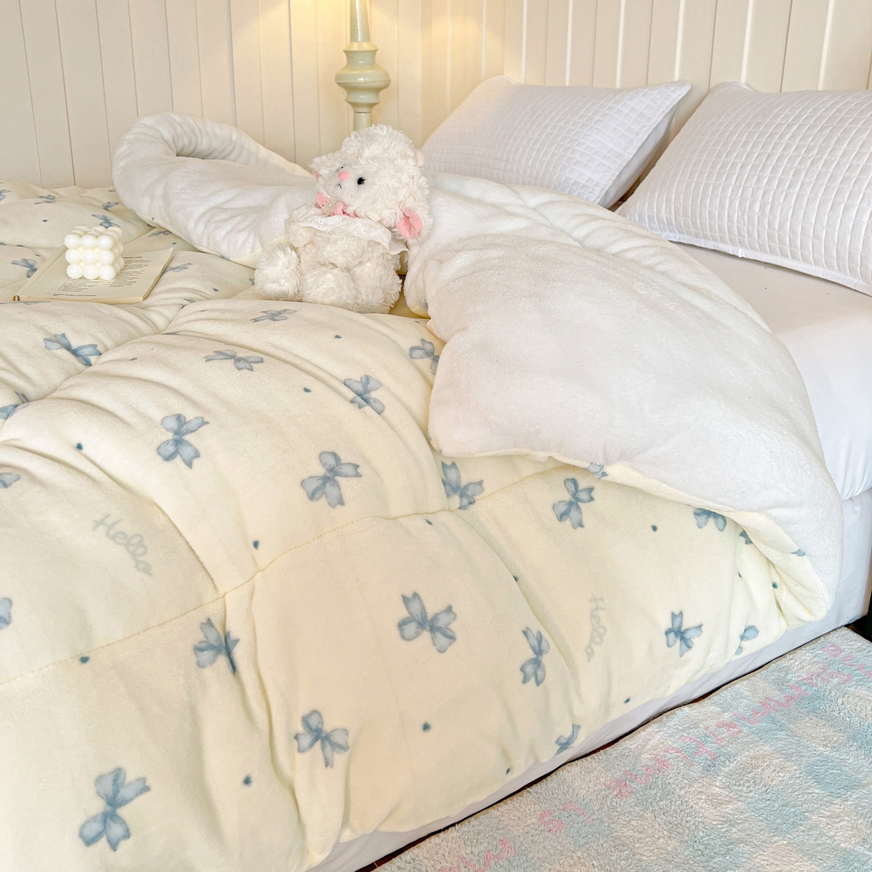 91家纺网 家纺一手货源 找家纺 铺尚美家纺 2025新款牛奶绒羊羔绒印花清新款冬被子被芯 梦幻