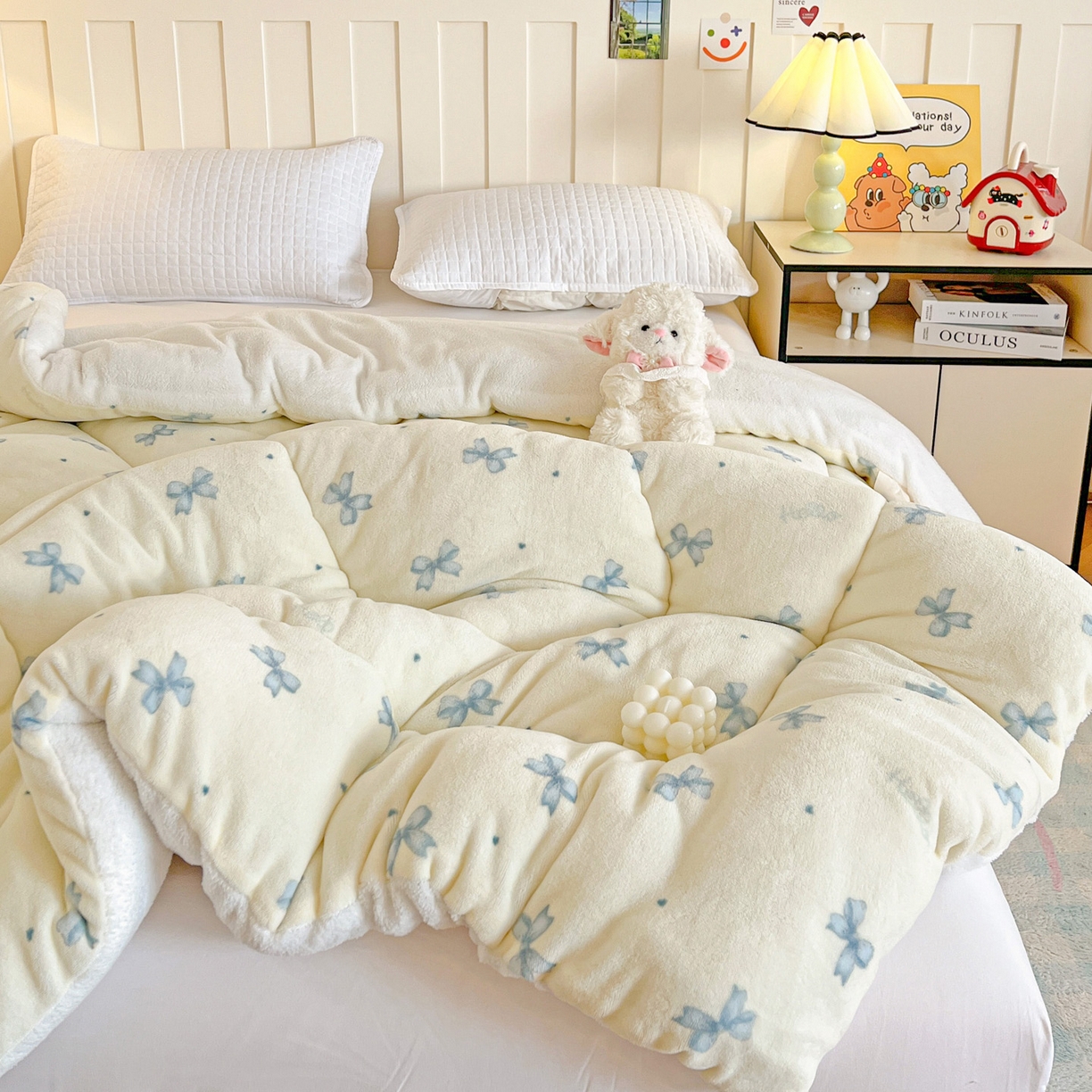 91家纺网 家纺一手货源 找家纺 铺尚美家纺 2025新款牛奶绒羊羔绒印花清新款冬被子被芯 梦幻