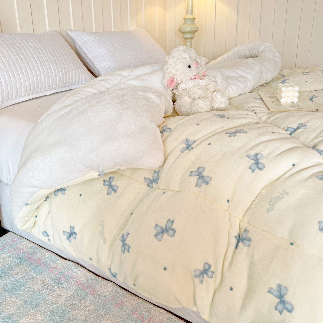 91家纺网 家纺一手货源 找家纺 铺尚美家纺 2025新款牛奶绒羊羔绒印花清新款冬被子被芯 梦幻