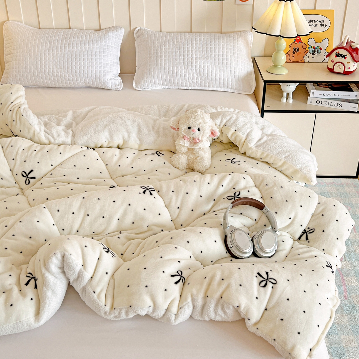 91家纺网 家纺一手货源 找家纺 铺尚美家纺 2025新款牛奶绒羊羔绒印花清新款冬被子被芯 蝴蝶点点心