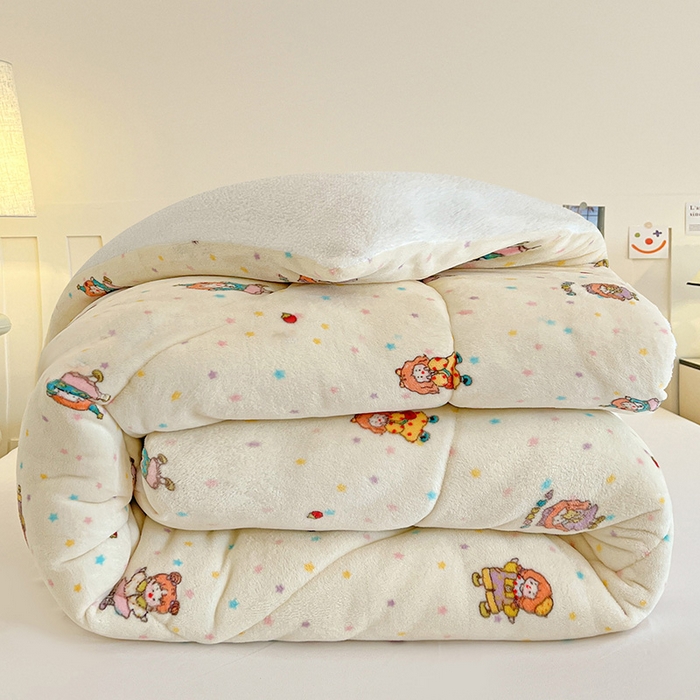 91家纺网 家纺一手货源 找家纺 铺尚美家纺 2025新款牛奶绒羊羔绒印花清新款冬被子被芯 奶糖少女