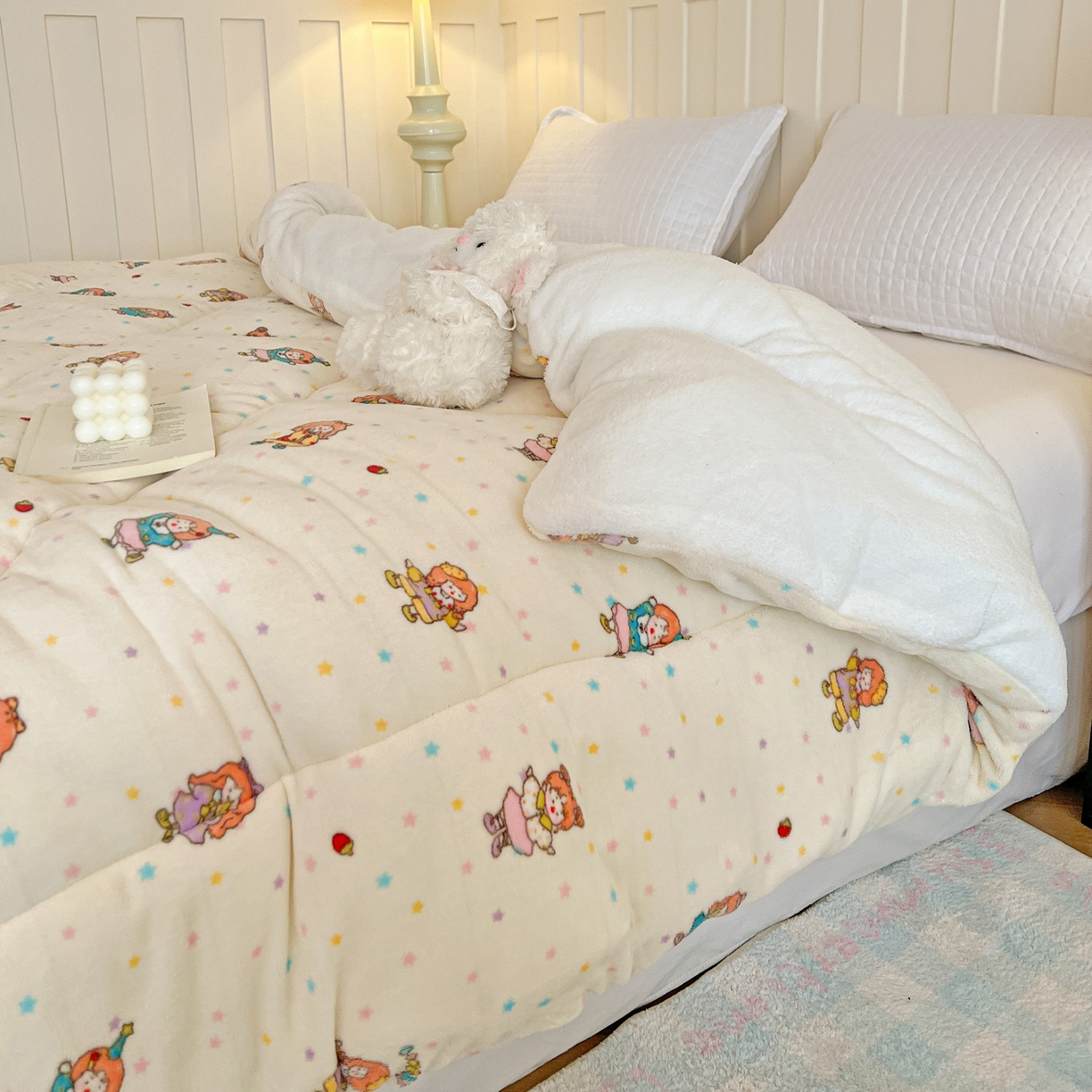 91家纺网 家纺一手货源 找家纺 铺尚美家纺 2025新款牛奶绒羊羔绒印花清新款冬被子被芯 奶糖少女