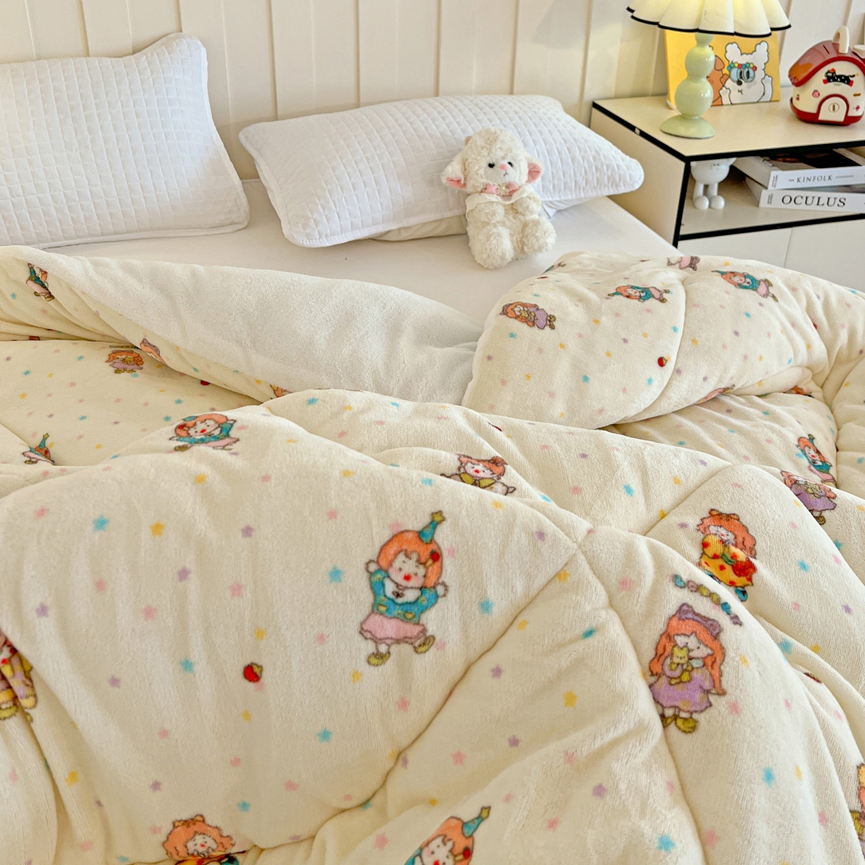 91家纺网 家纺一手货源 找家纺 铺尚美家纺 2025新款牛奶绒羊羔绒印花清新款冬被子被芯 奶糖少女