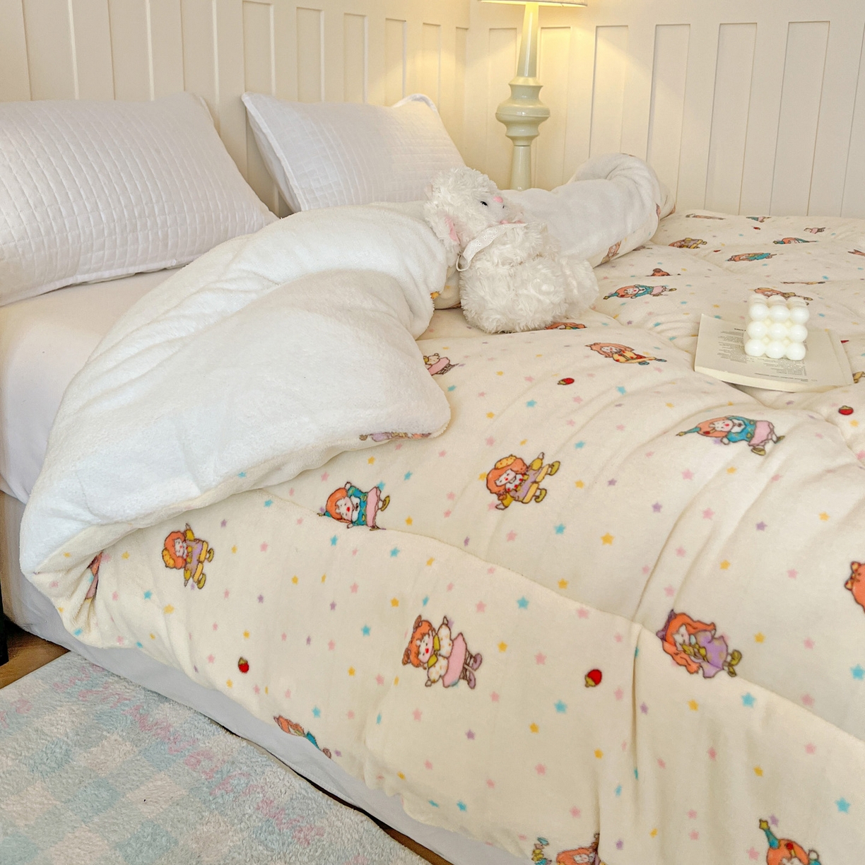 91家纺网 家纺一手货源 找家纺 铺尚美家纺 2025新款牛奶绒羊羔绒印花清新款冬被子被芯 奶糖少女