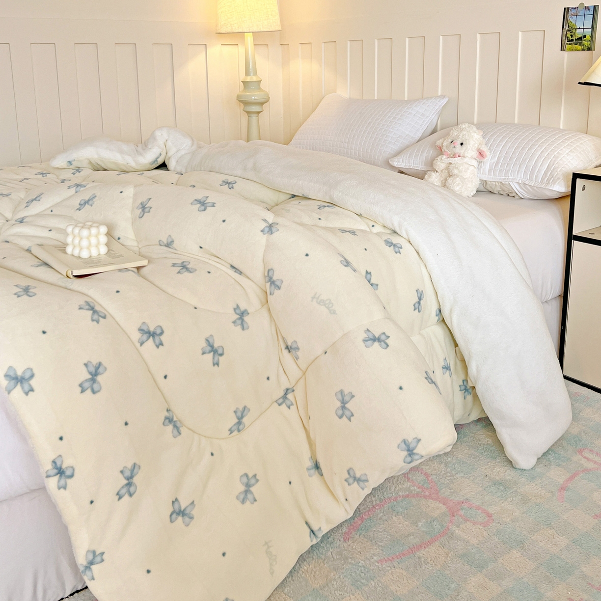 91家纺网 家纺一手货源 找家纺 铺尚美家纺 2025新款牛奶绒羊羔绒印花清新款冬被子被芯 梦幻