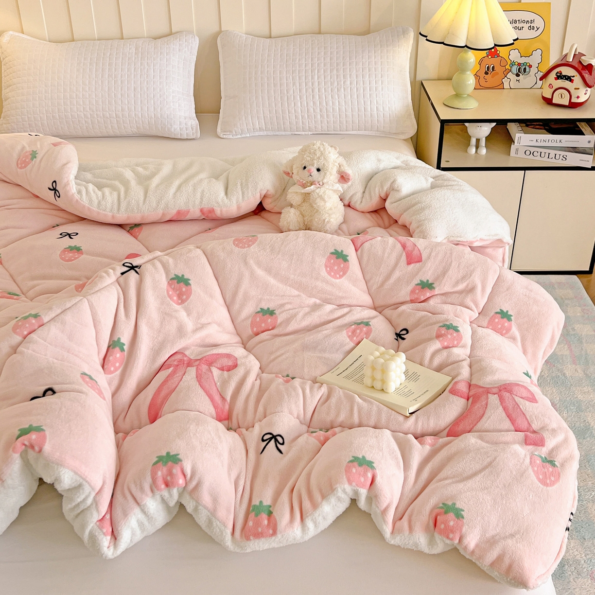 91家纺网 家纺一手货源 找家纺 （总）铺尚美家纺 2025新款牛奶绒羊羔绒印花清新款冬被子被芯