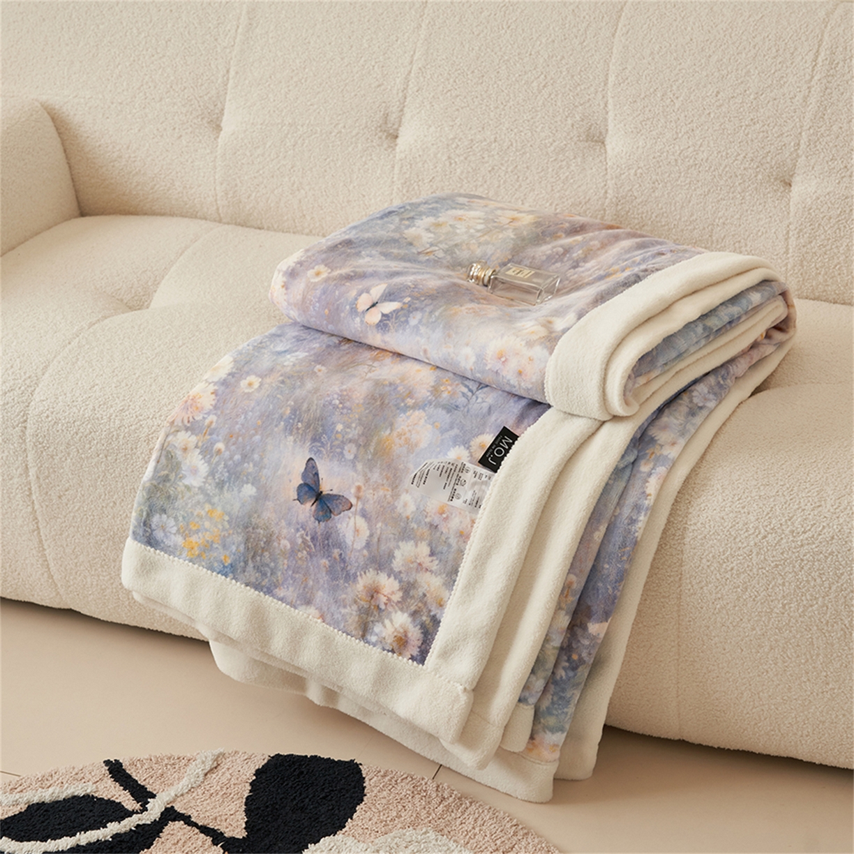 91家纺网 家纺一手货源 找家纺 寐绸家纺 2025新款牛奶绒数码印花毛毯 数码毛毯-如梦蝶舞