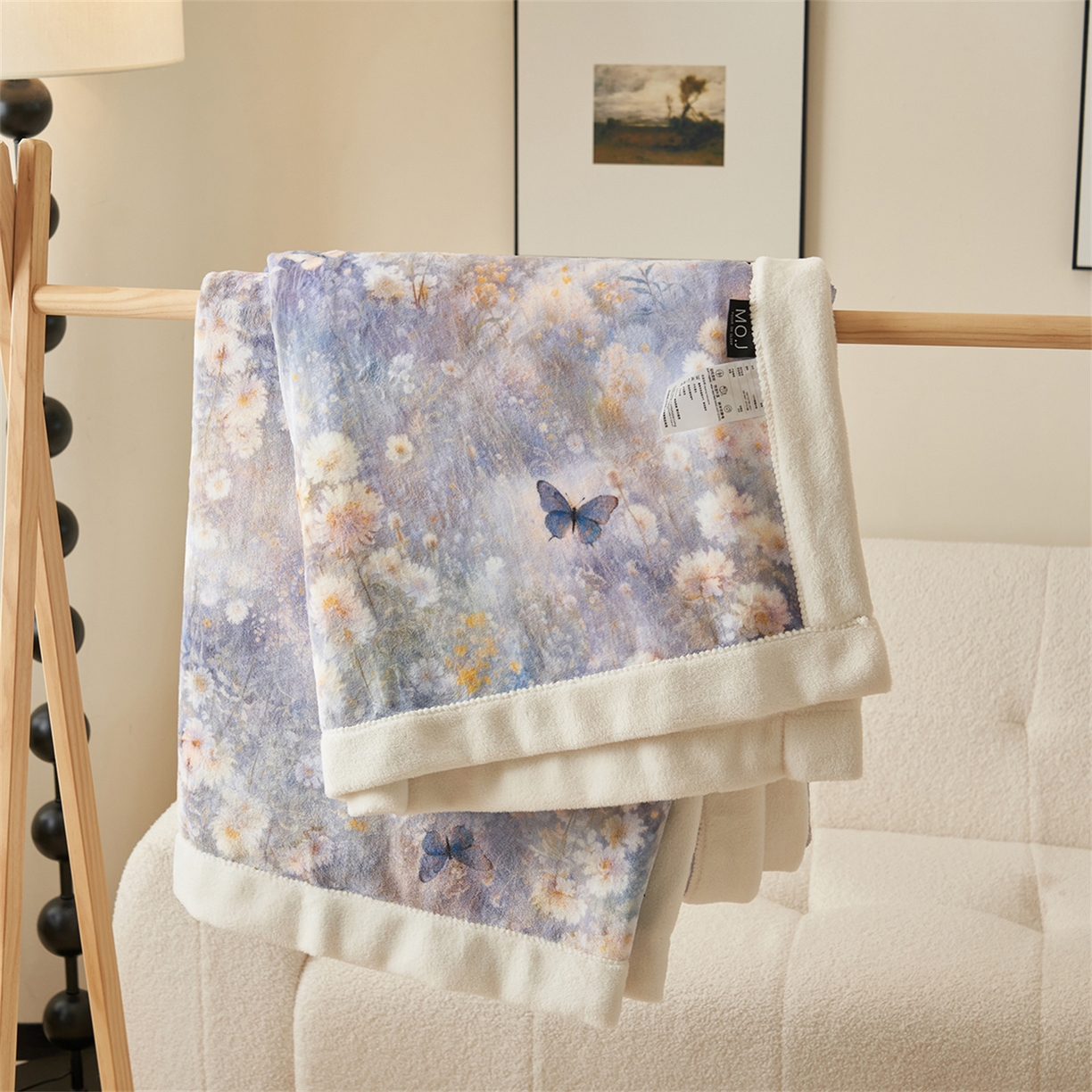 91家纺网 家纺一手货源 找家纺 寐绸家纺 2025新款牛奶绒数码印花毛毯 数码毛毯-如梦蝶舞