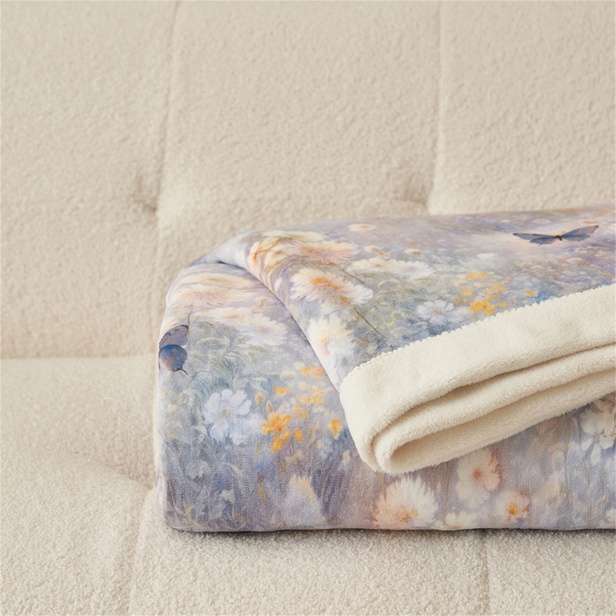 91家纺网 家纺一手货源 找家纺 寐绸家纺 2025新款牛奶绒数码印花毛毯 数码毛毯-如梦蝶舞