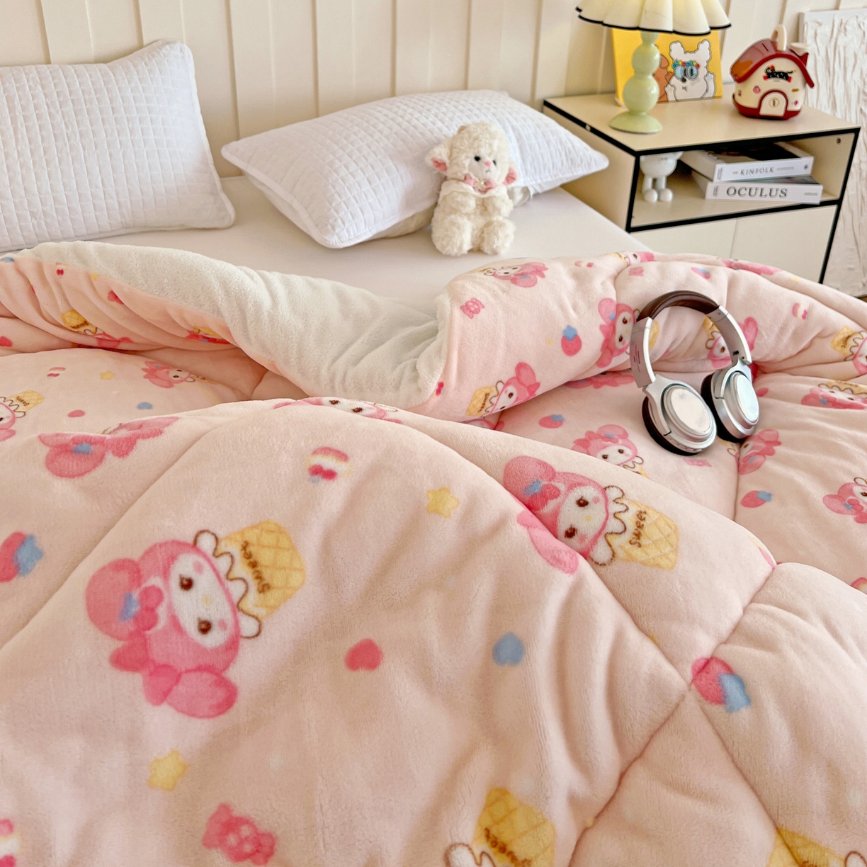 91家纺网 家纺一手货源 找家纺 铺尚美家纺 2025新款牛奶绒羊羔绒印花清新款冬被子被芯 小美甜品屋