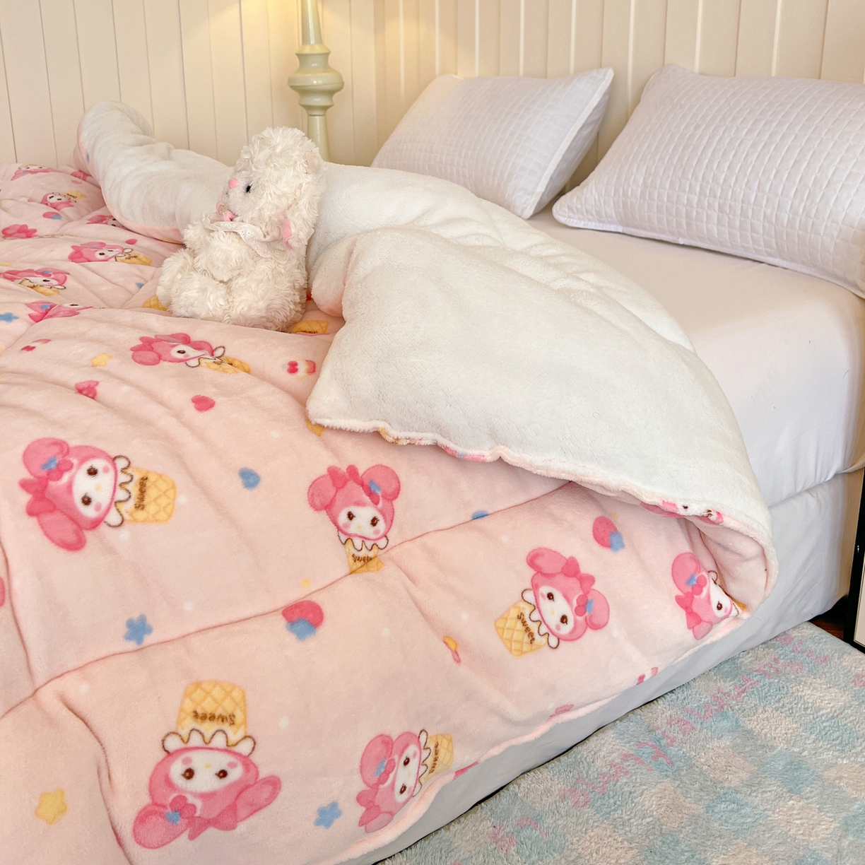 91家纺网 家纺一手货源 找家纺 铺尚美家纺 2025新款牛奶绒羊羔绒印花清新款冬被子被芯 小美甜品屋