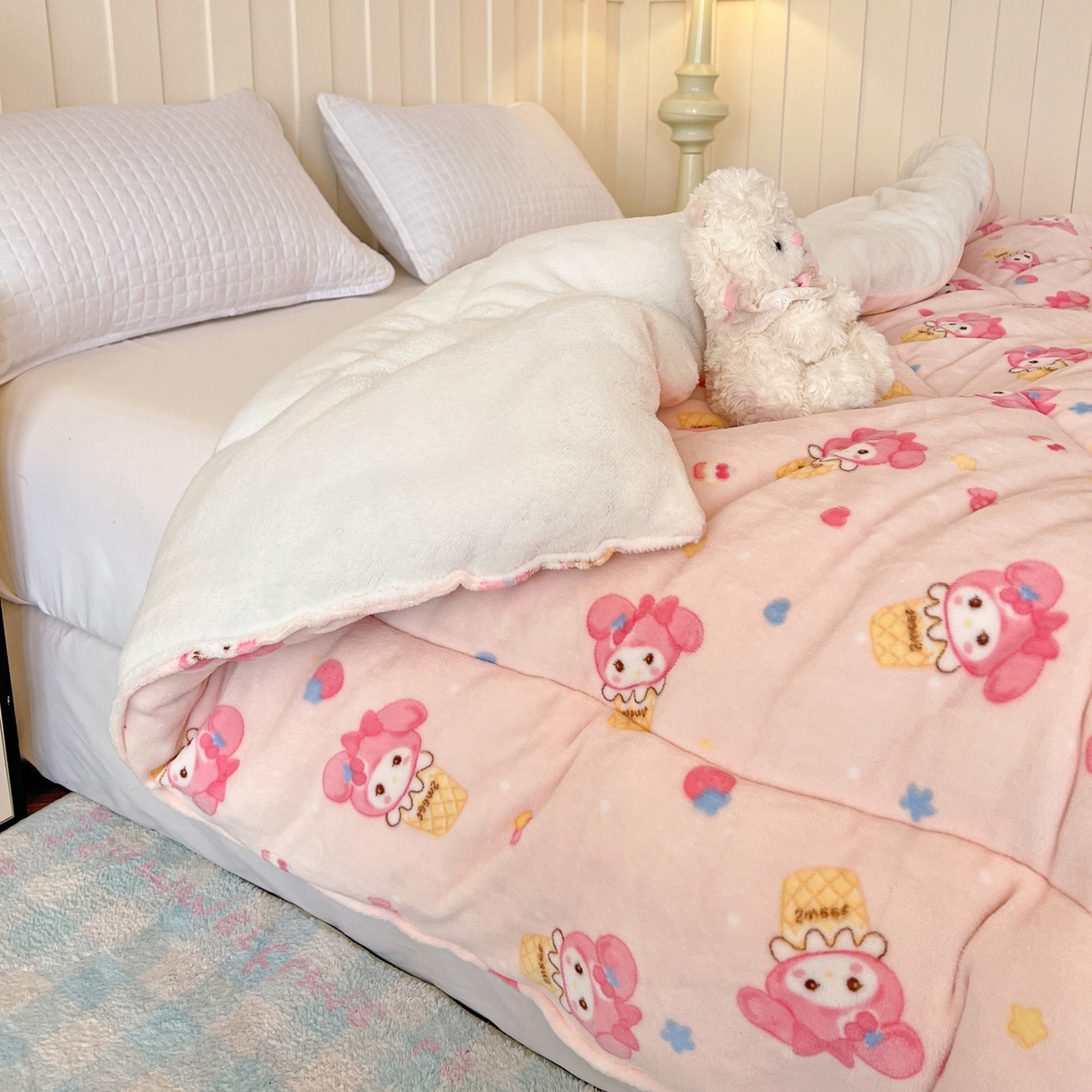 91家纺网 家纺一手货源 找家纺 铺尚美家纺 2025新款牛奶绒羊羔绒印花清新款冬被子被芯 小美甜品屋