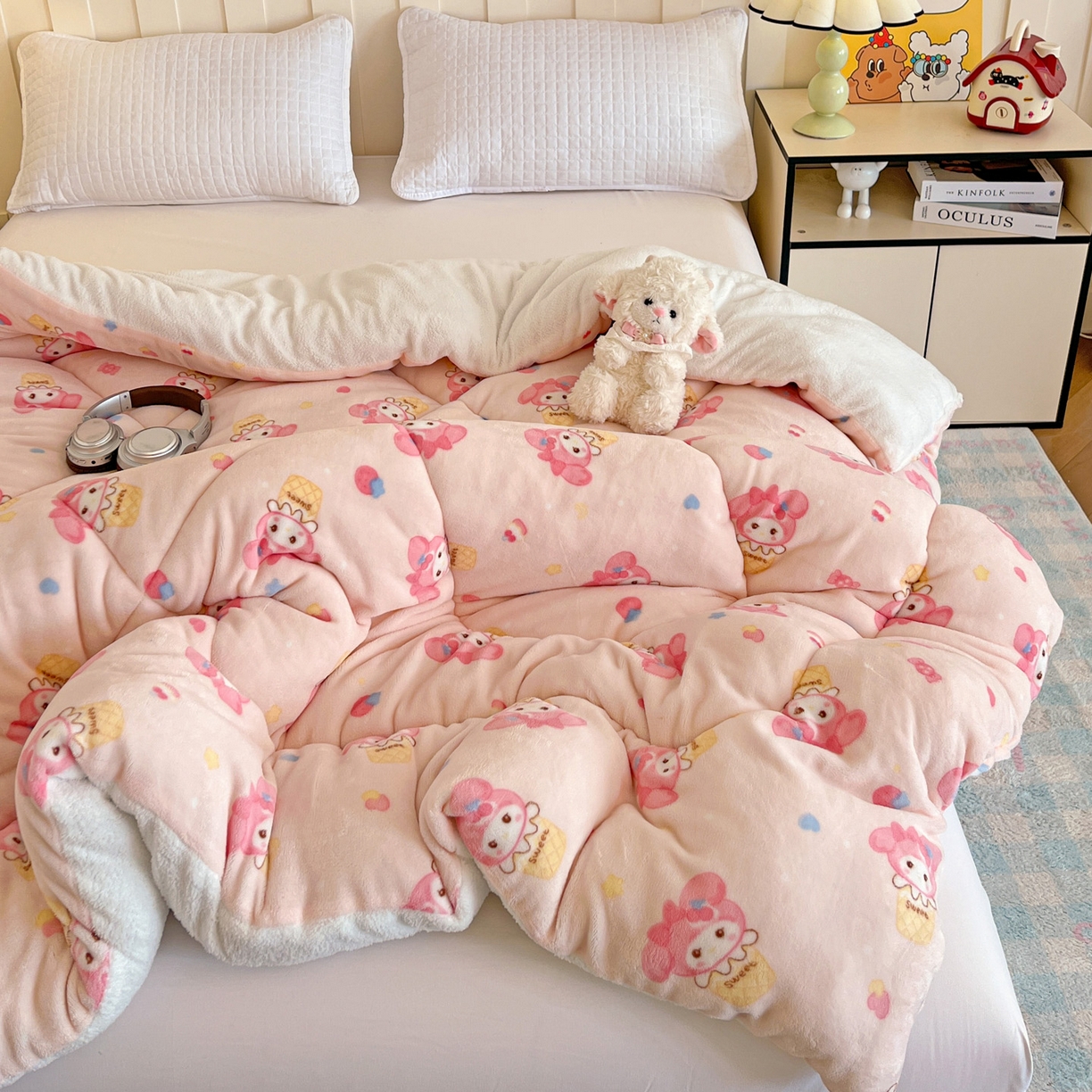 91家纺网 家纺一手货源 找家纺 铺尚美家纺 2025新款牛奶绒羊羔绒印花清新款冬被子被芯 小美甜品屋