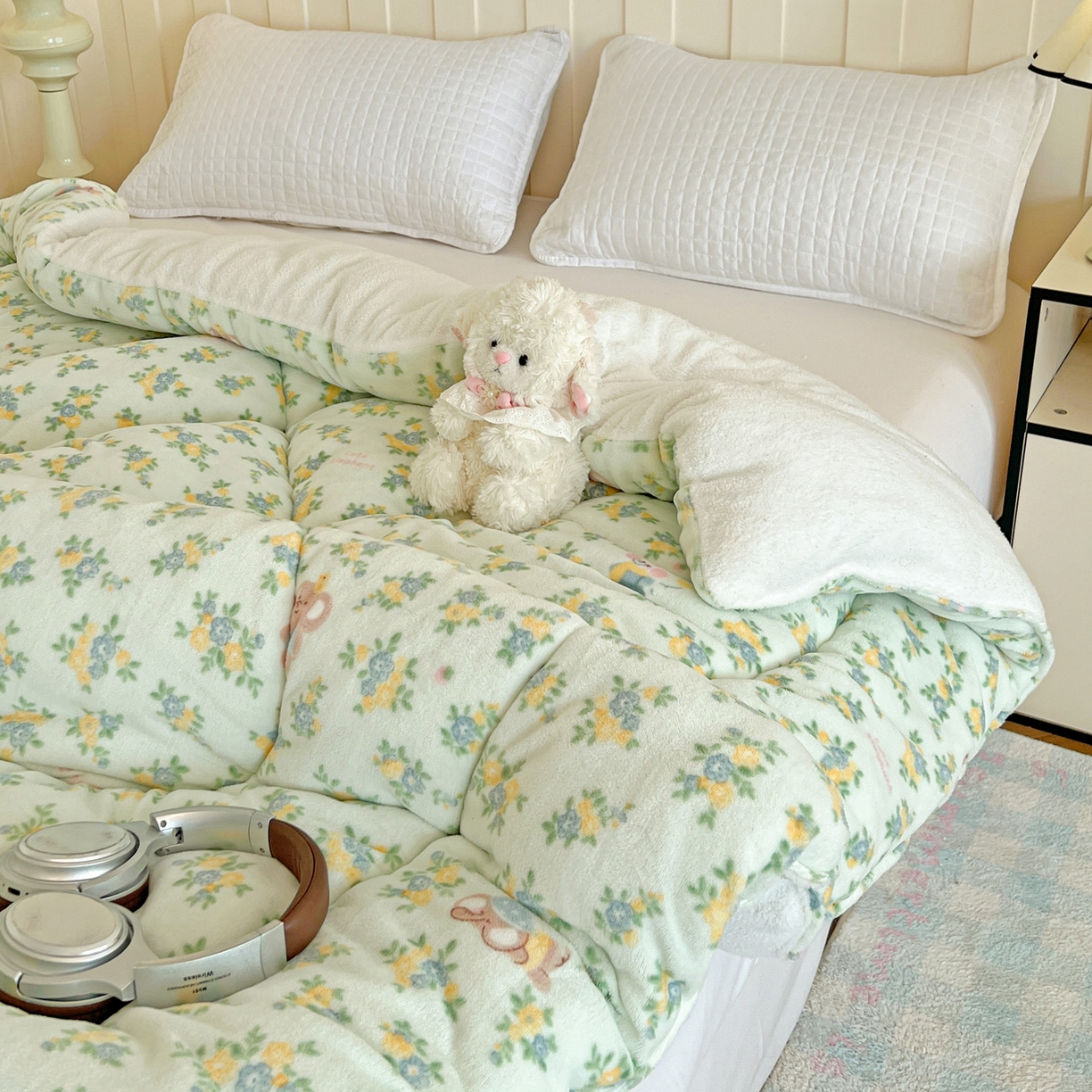 91家纺网 家纺一手货源 找家纺 铺尚美家纺 2025新款牛奶绒羊羔绒印花清新款冬被子被芯 茉莉小象