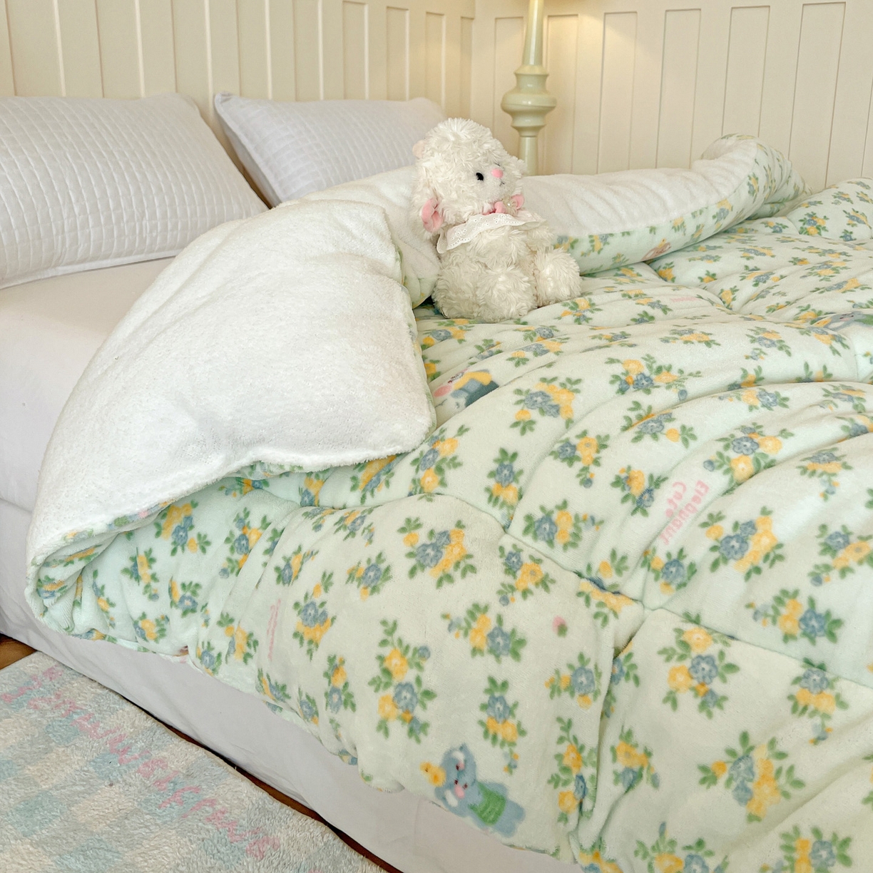 91家纺网 家纺一手货源 找家纺 铺尚美家纺 2025新款牛奶绒羊羔绒印花清新款冬被子被芯 茉莉小象