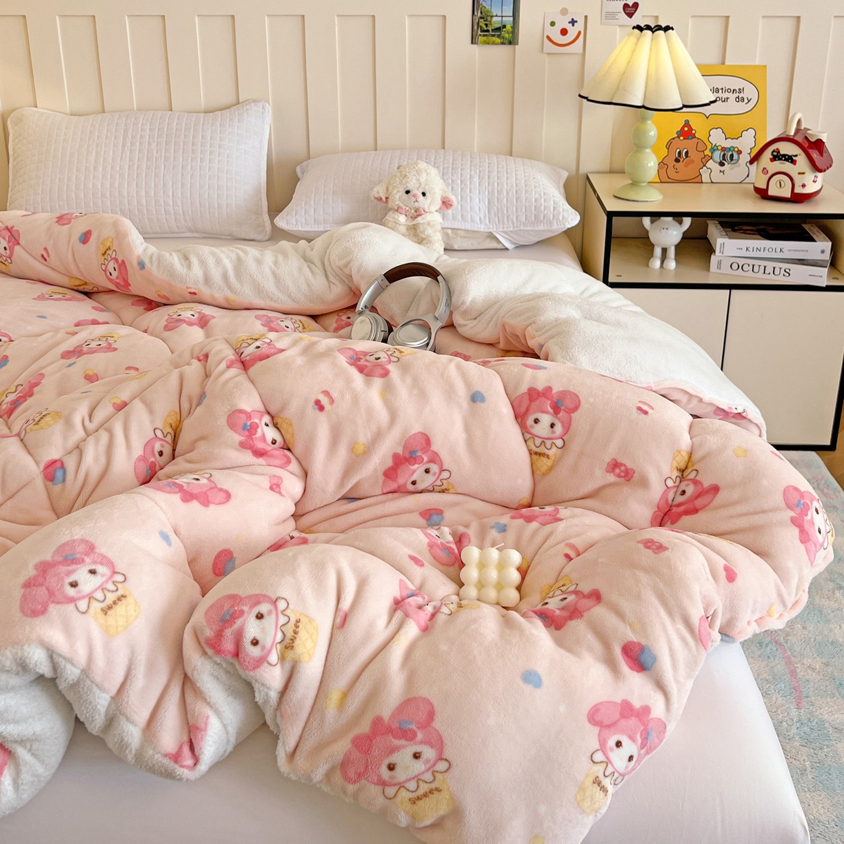 91家纺网 家纺一手货源 找家纺 铺尚美家纺 2025新款牛奶绒羊羔绒印花清新款冬被子被芯 小美甜品屋