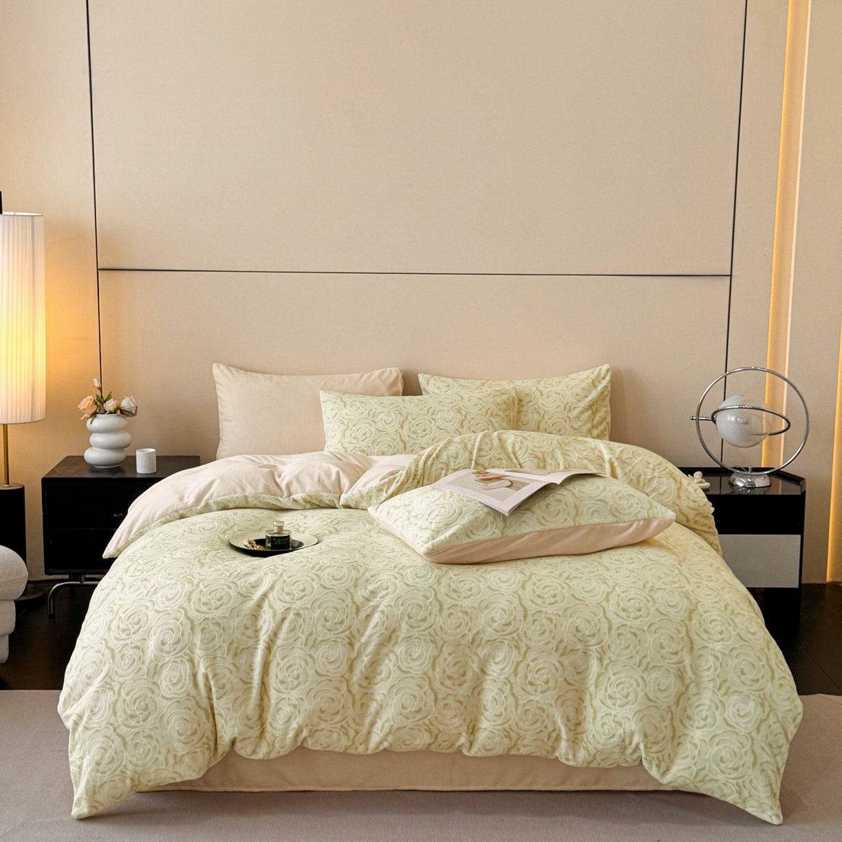 91家纺网 家纺一手货源 找家纺 （总）吾秀家居 2025新款立体雕花牛奶绒四件套- 柔美系列