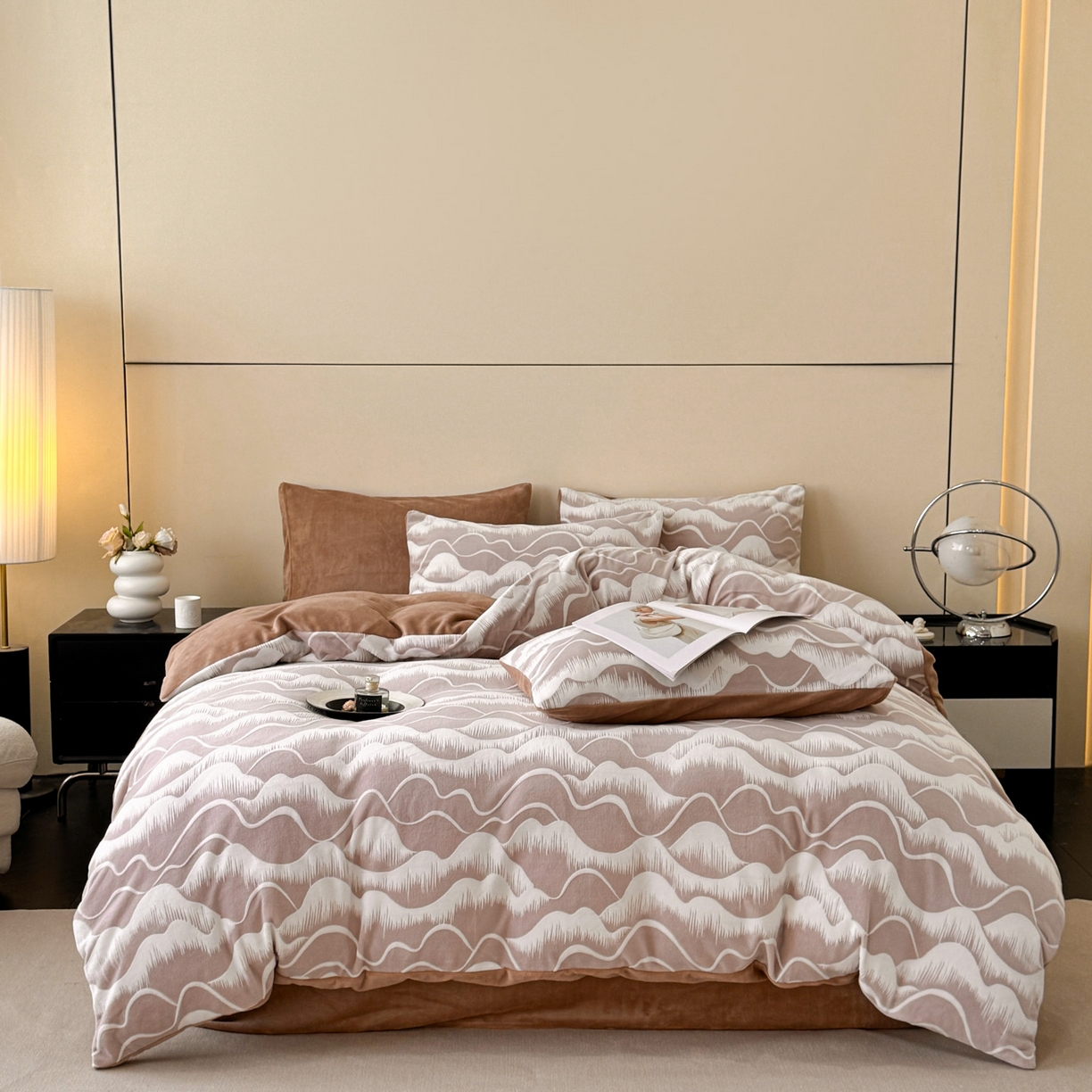 91家纺网 家纺一手货源 找家纺 （总）吾秀家居 2025新款立体雕花牛奶绒四件套- 柔美系列