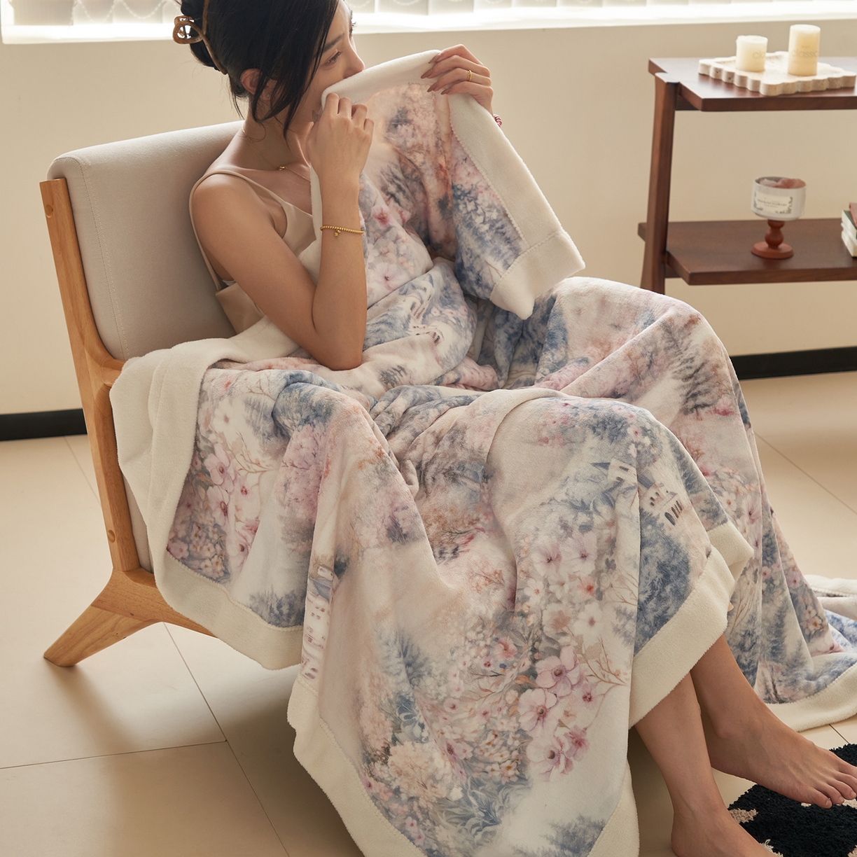 寐绸家纺 2025新款牛奶绒数码印花毛毯 数码毛毯-通话世界