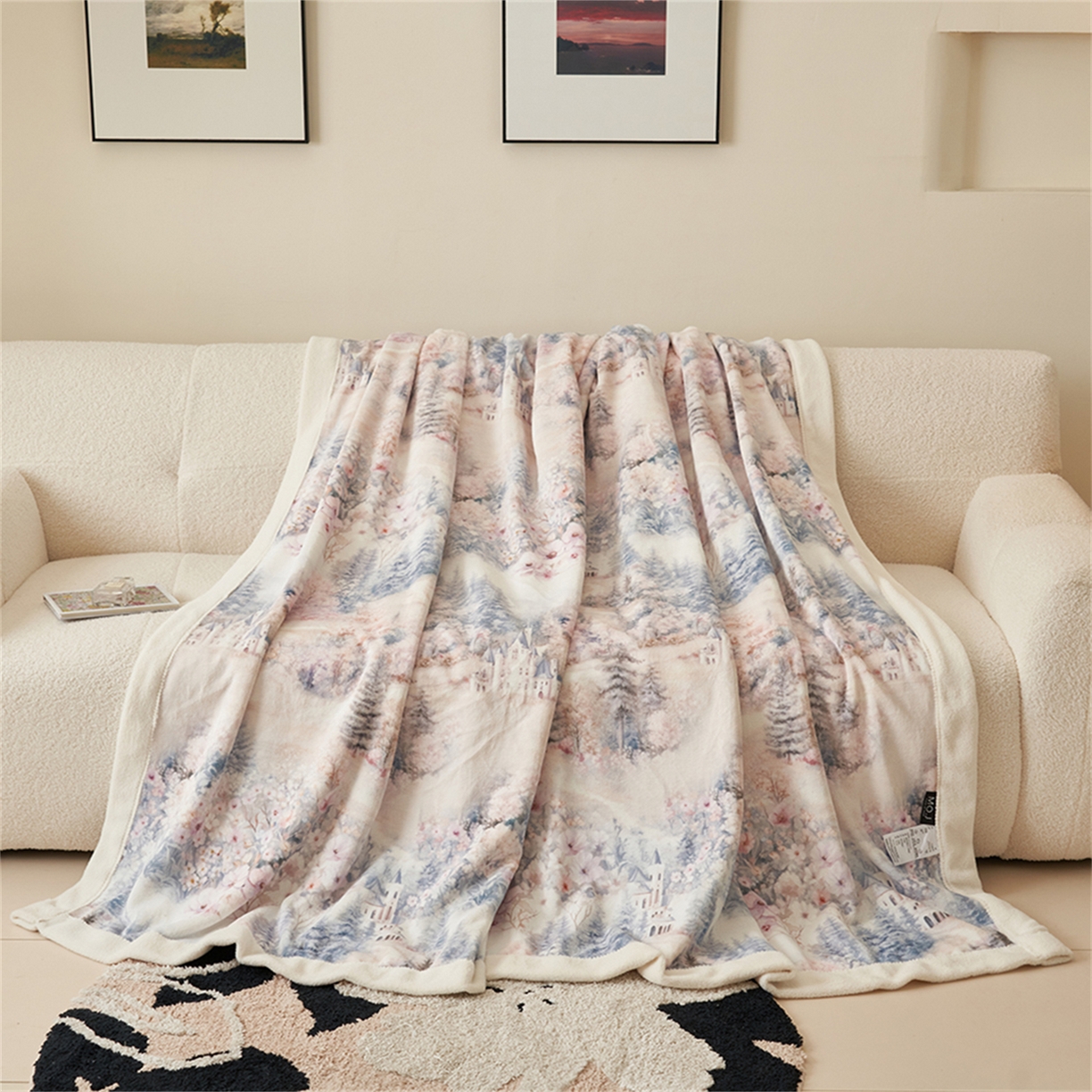 91家纺网 家纺一手货源 找家纺 寐绸家纺 2025新款牛奶绒数码印花毛毯 数码毛毯-通话世界