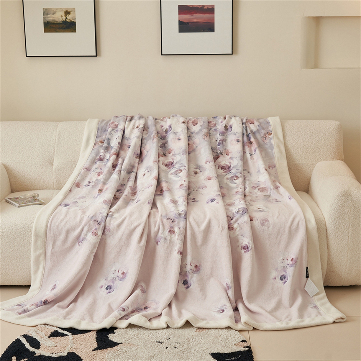 91家纺网 家纺一手货源 找家纺 寐绸家纺 2025新款牛奶绒数码印花毛毯 数码毛毯-绚丽玫瑰