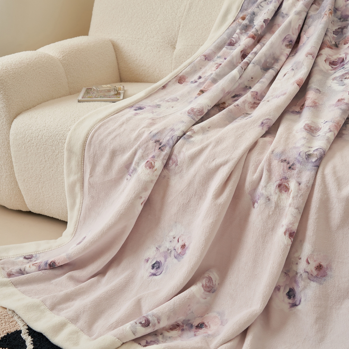 91家纺网 家纺一手货源 找家纺 寐绸家纺 2025新款牛奶绒数码印花毛毯 数码毛毯-绚丽玫瑰