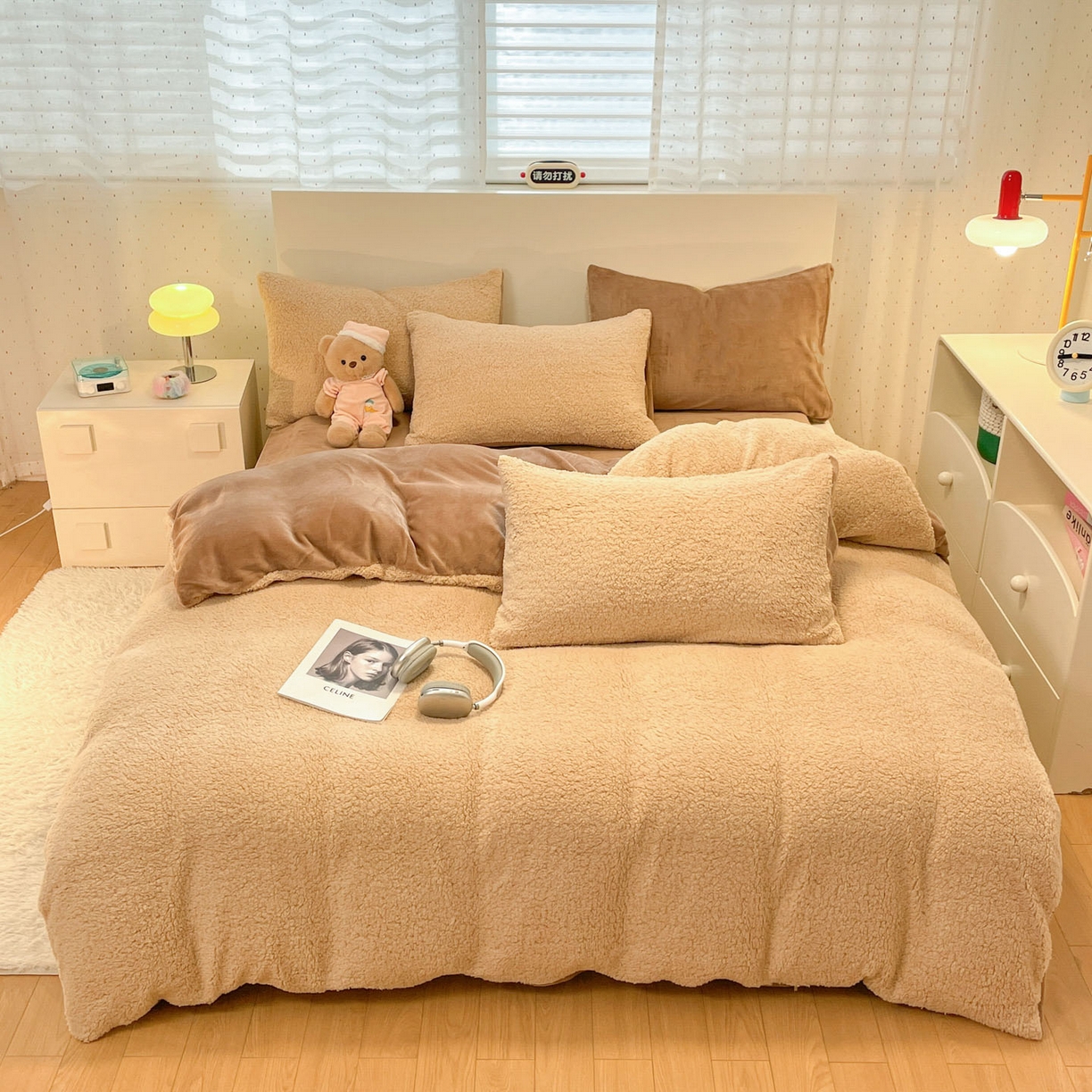 91家纺网 家纺一手货源 找家纺 （总）逸尚阁 2025新款羊羔绒牛奶绒双拼四件套