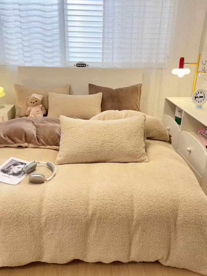 91家纺网 家纺一手货源 找家纺 （总）逸尚阁 2025新款羊羔绒牛奶绒双拼四件套