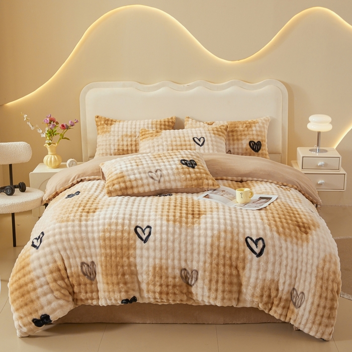 91家纺网 家纺一手货源 找家纺 （总）巧格家纺 2025新款A类加厚泡泡牛奶绒印花工艺立体泡泡四件套（买家秀联系商家）