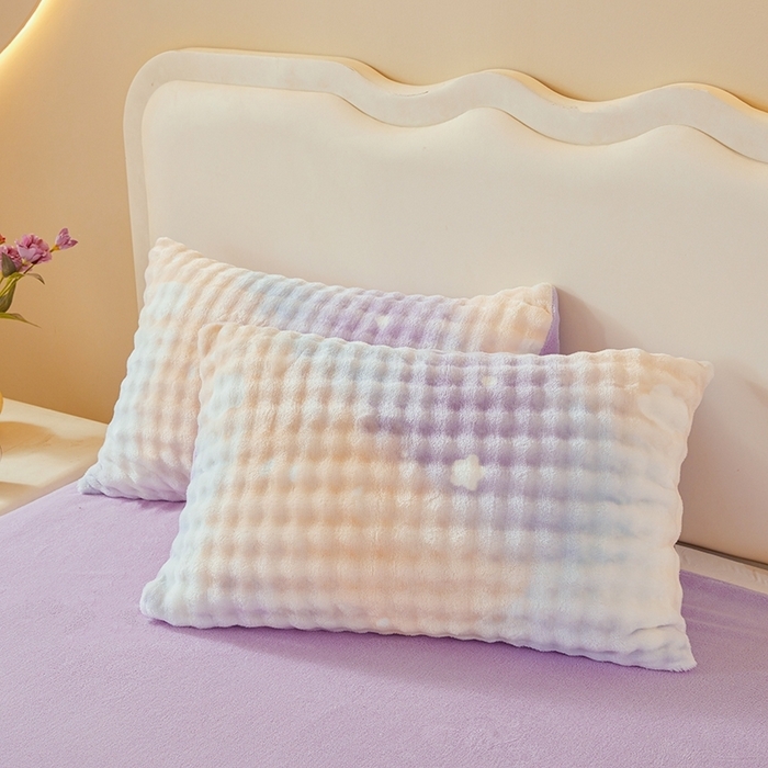 91家纺网 家纺一手货源 找家纺 （总）巧格家纺 2025新款A类加厚泡泡牛奶绒印花工艺立体泡泡四件套（买家秀联系商家）