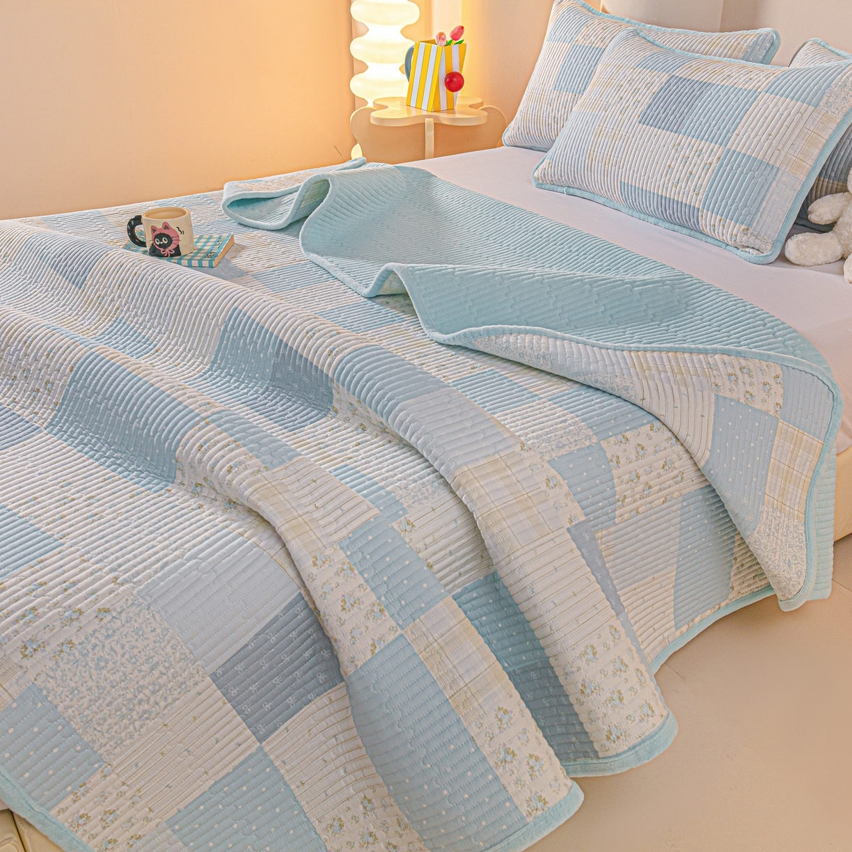 91家纺网 家纺一手货源 找家纺 （总）恒尚居 2025新款全棉牛奶绒床盖四季可用纯棉夹棉床单床褥垫三件套-秋冬款系列三