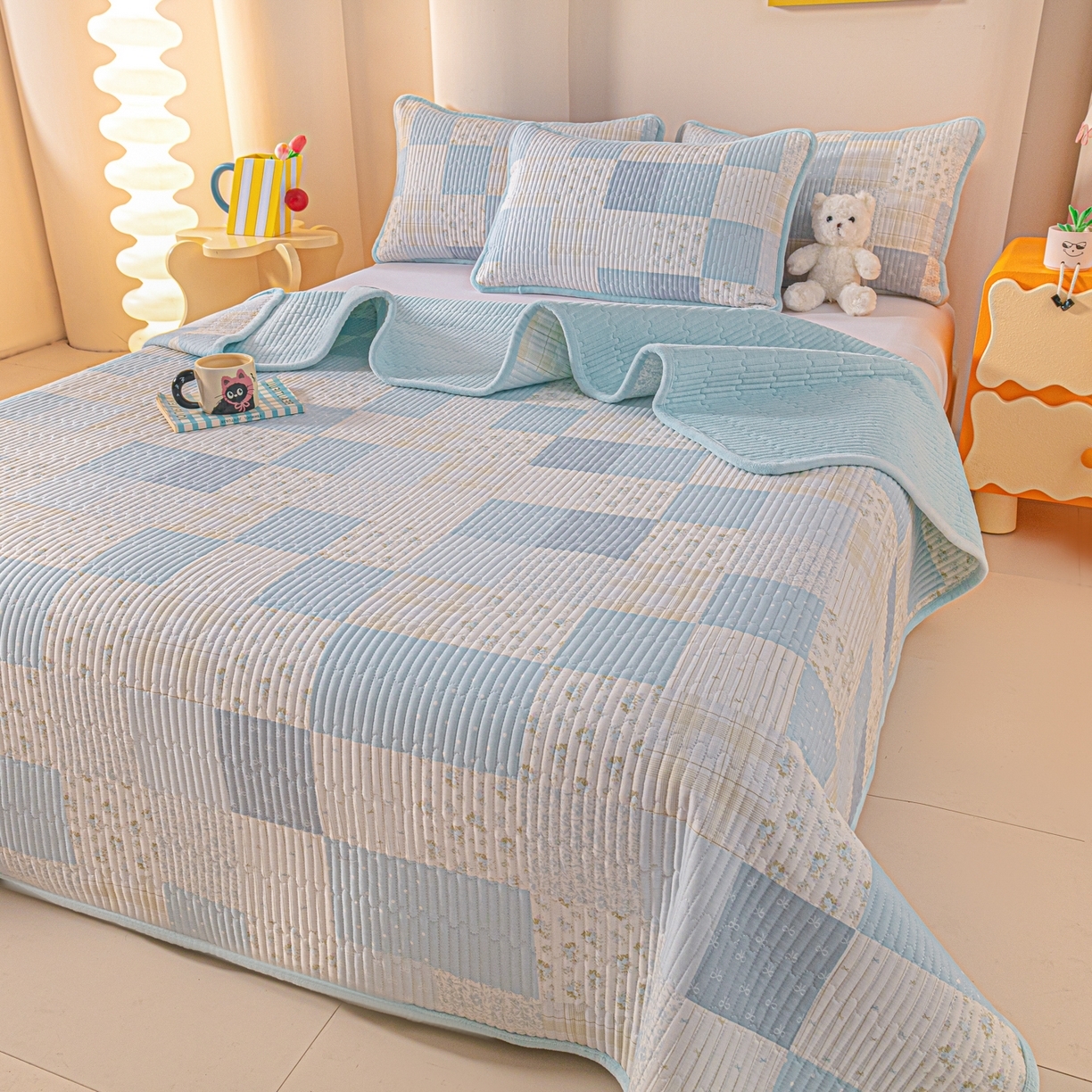 91家纺网 家纺一手货源 找家纺 （总）恒尚居 2025新款全棉牛奶绒床盖四季可用纯棉夹棉床单床褥垫三件套-秋冬款系列三