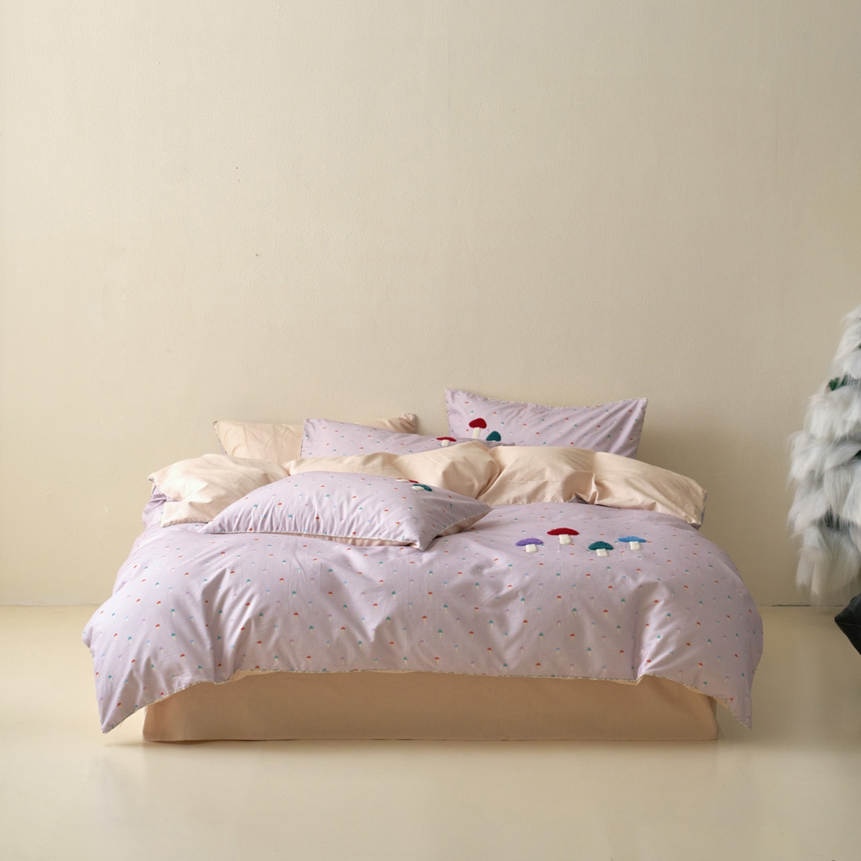 久典家居 2025新款全棉加厚磨毛数码印花毛巾绣四件套（买家秀找客服） 蘑菇紫