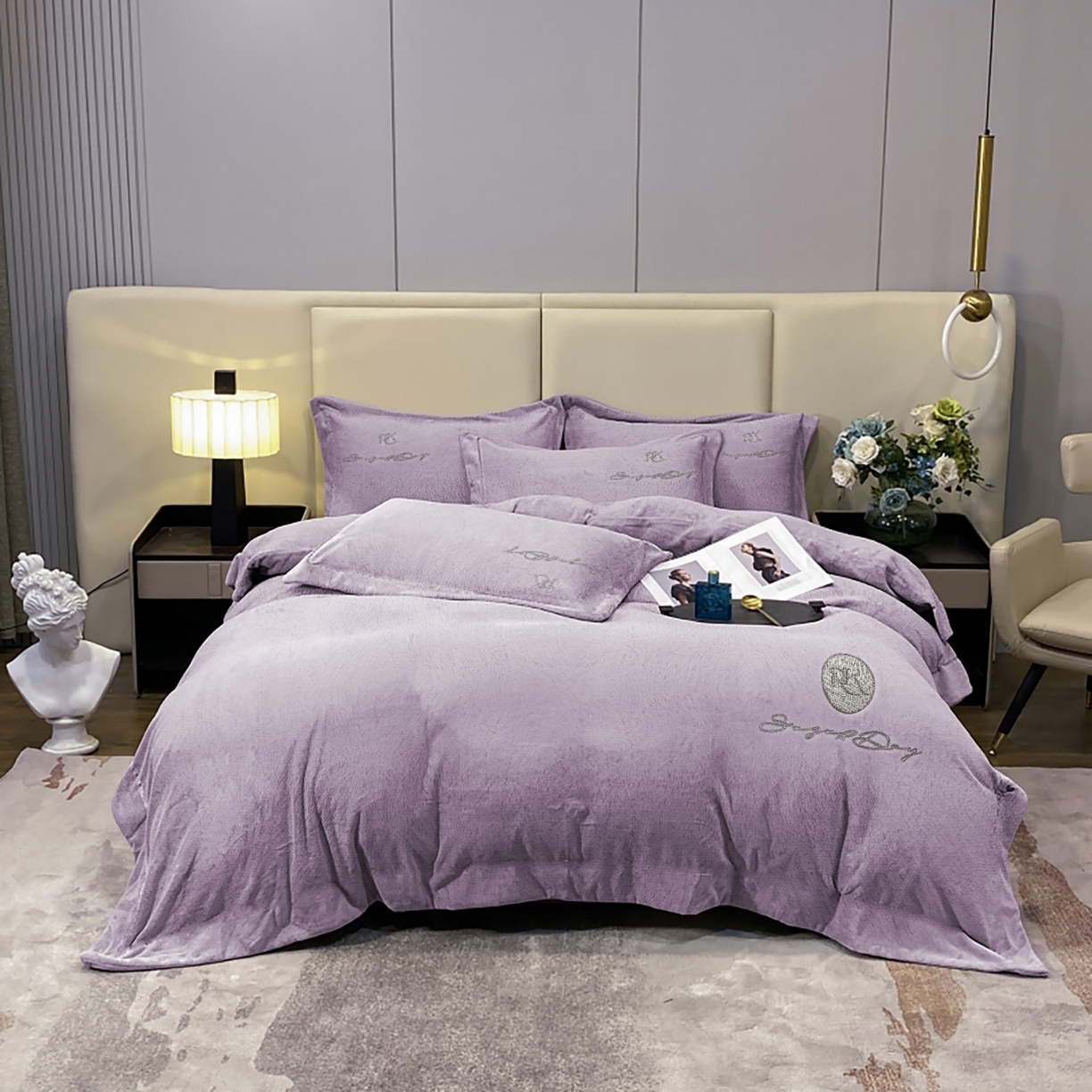 91家纺网 家纺一手货源 找家纺 （总）玖玖爱家纺 2025新款高克重婴儿绒刺绣四件套-绮梦