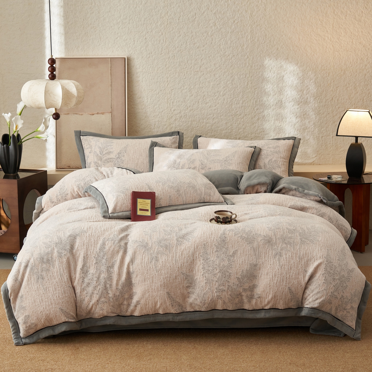 91家纺网 家纺一手货源 找家纺 寐绸家纺 2025新款牛奶绒染色雕花单被套 雕花被套-浮生