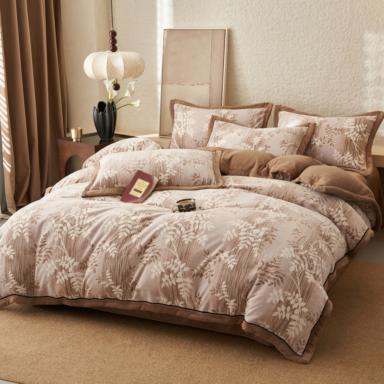 91家纺网 家纺一手货源 找家纺 寐绸家纺 2025新款牛奶绒染色雕花单被套 雕花被套-海棠