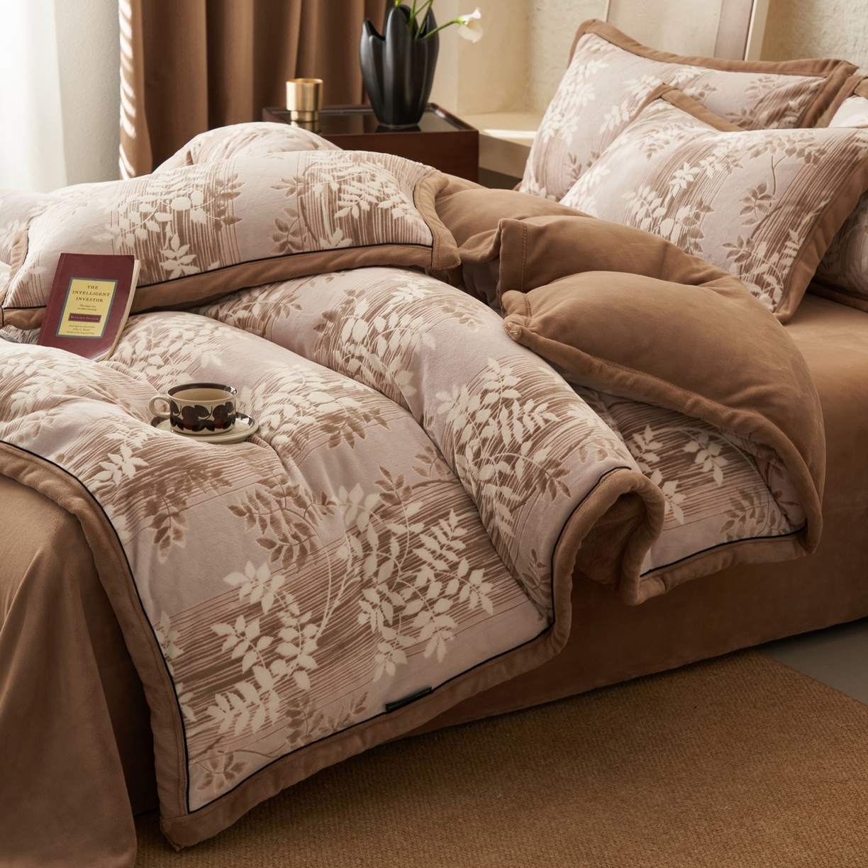 91家纺网 家纺一手货源 找家纺 寐绸家纺 2025新款牛奶绒染色雕花单被套 雕花被套-海棠